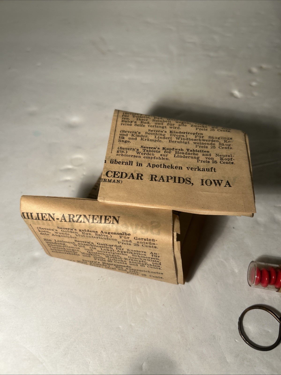 W.F. Severa’s Quack Medicine Bottle, Box ,Tablets and Instructions Cedar Rapids