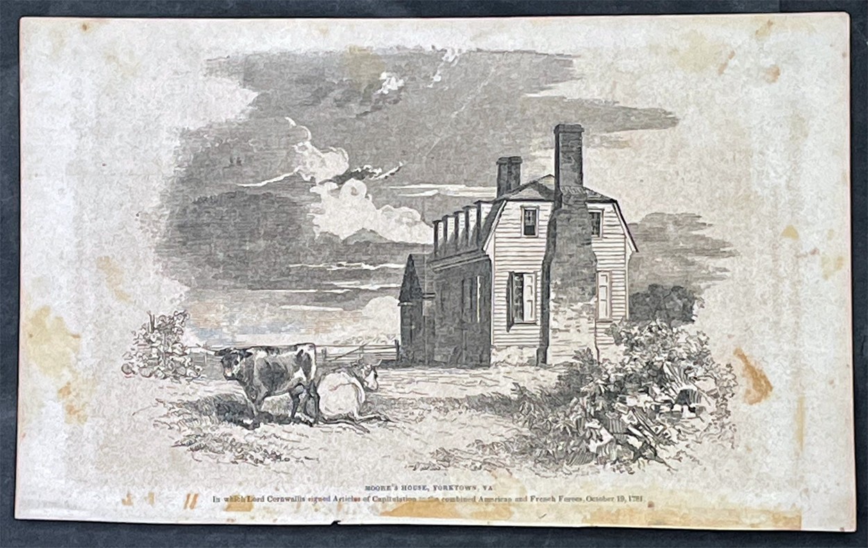 1855 Redfield Antique Print The Moore’s House Yorktown Virginia, Am. Revolution