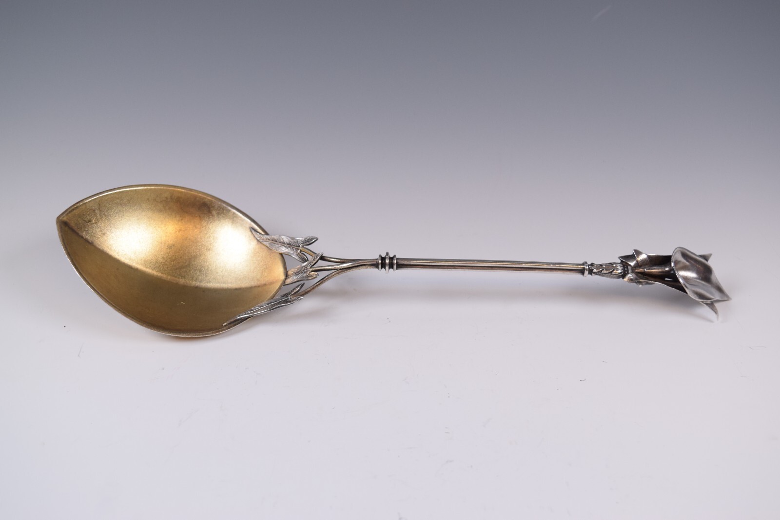 Stunning Antique Gorham Aesthetic Calla Lilly Pudding Spoon 10 1/2″ c. 1865