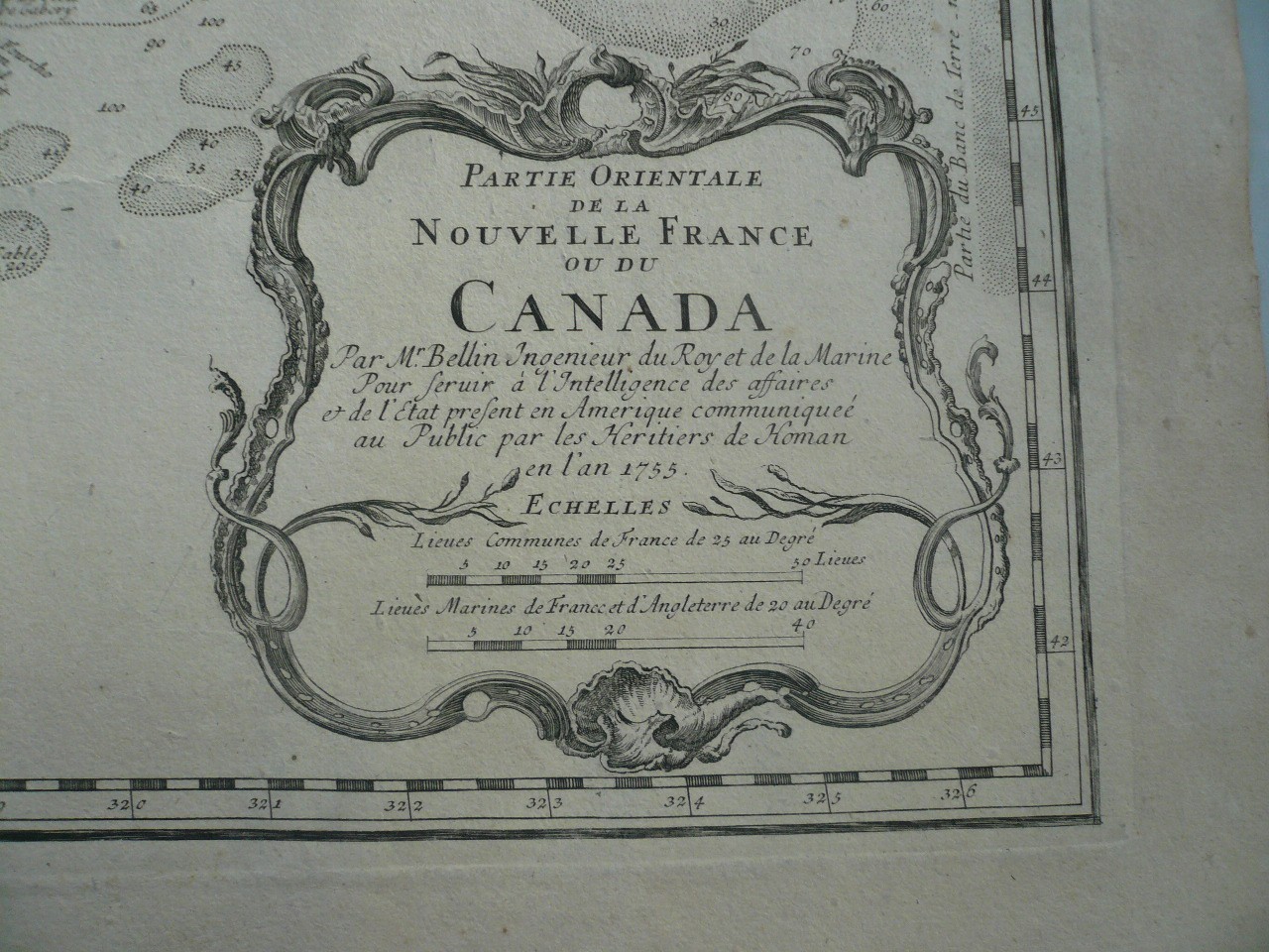 Partie Orientale Nouvelle France, Canada, 1755, Homann Heirs -ORIGINAL HOMANN—