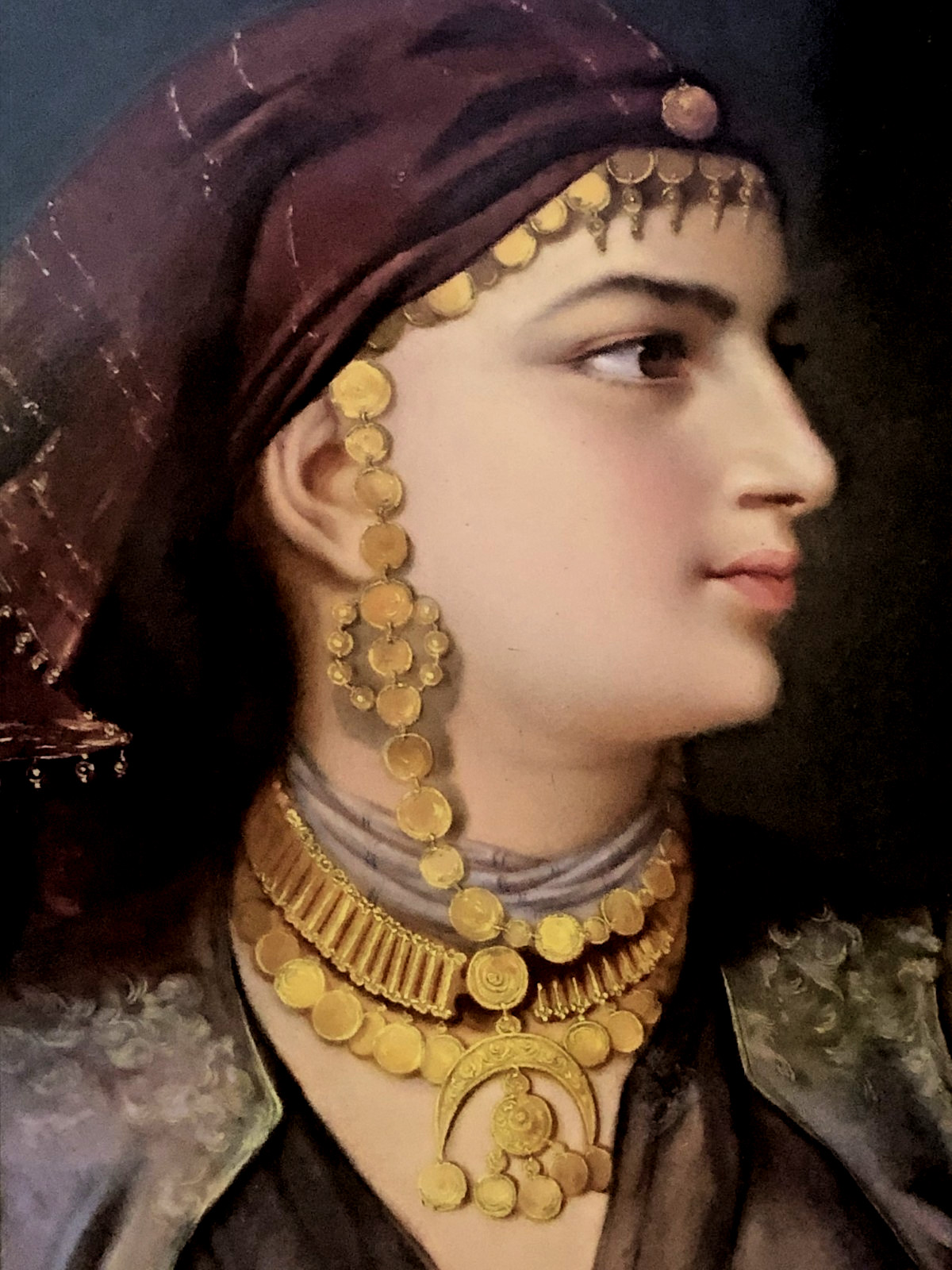 Antique Royal Vienna Large Hand Painted on Porcelain Plaque Middle Eastern Women