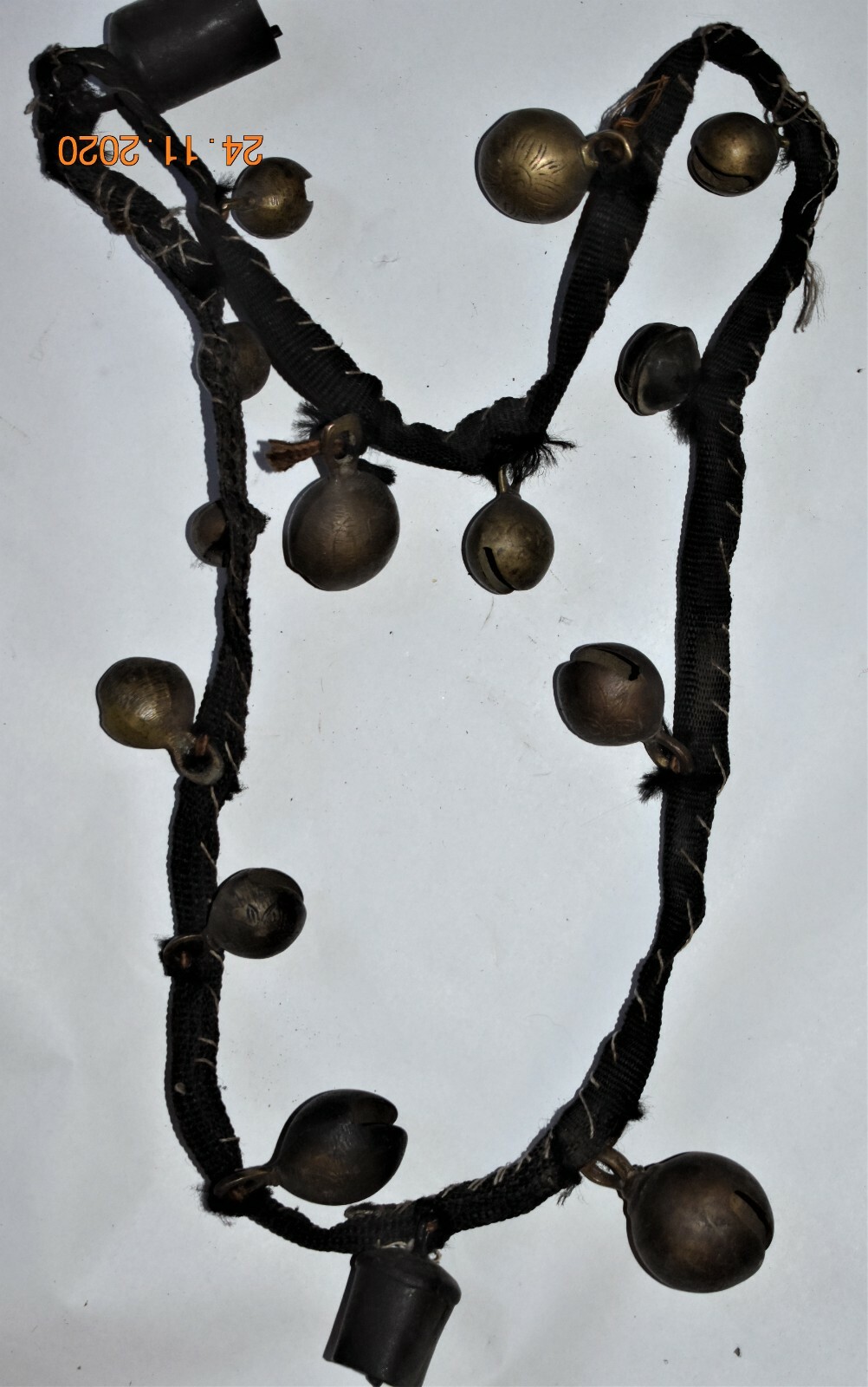 ORIG $699 NEPAL SHAMAN BRONZE BELL NECKLACE 22″ EARLY 1900S prov