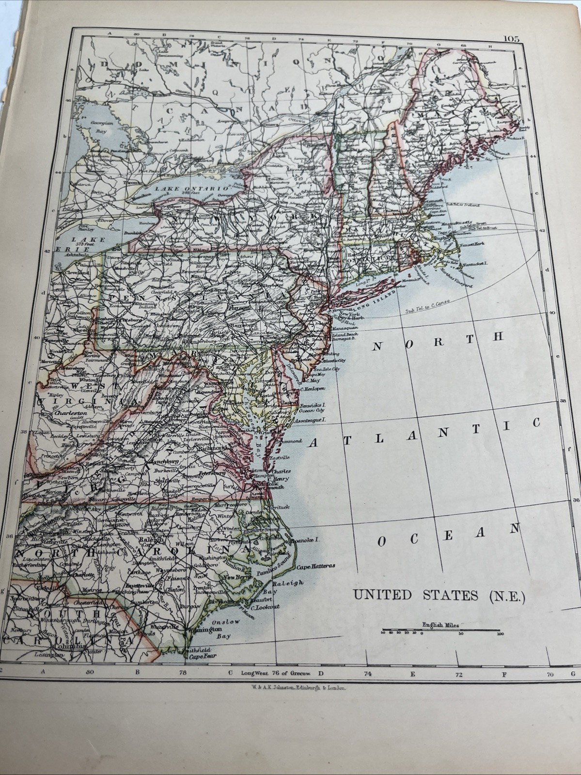 1902: Map United States ( South East) & United States ( North East ) WW #106