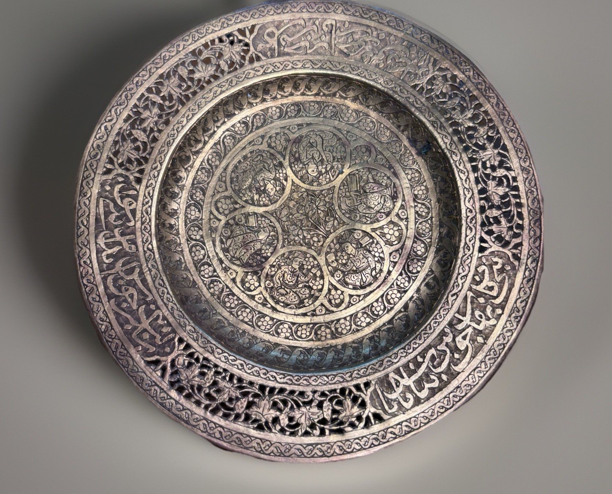 RARE Antique Indian (Middle East) Brass Engraved Brass Tray Intricate Handmade