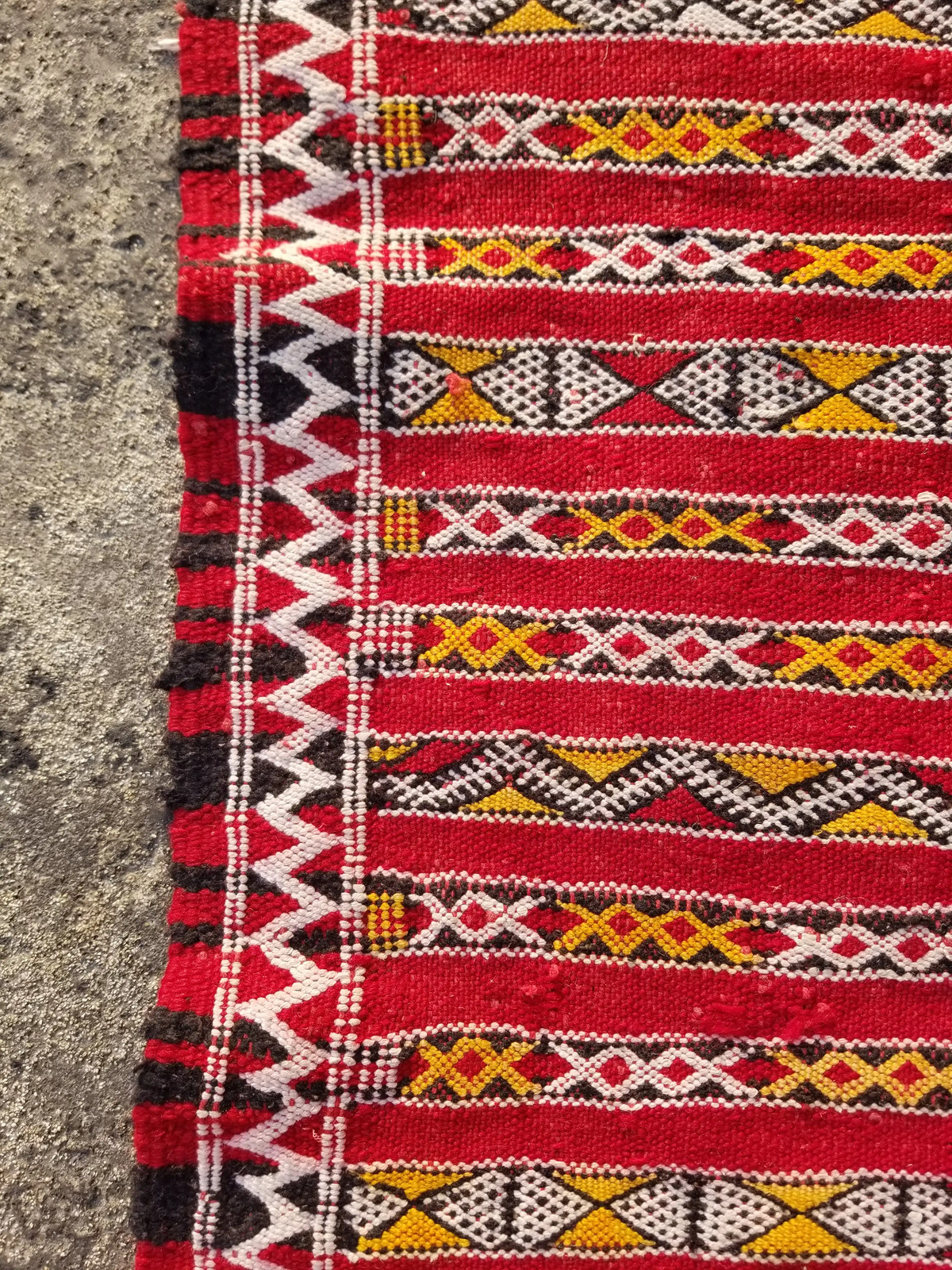 Vintage Traditional Handmade Moroccan Wool Multicolor Kilim 4.0×2.2 ft