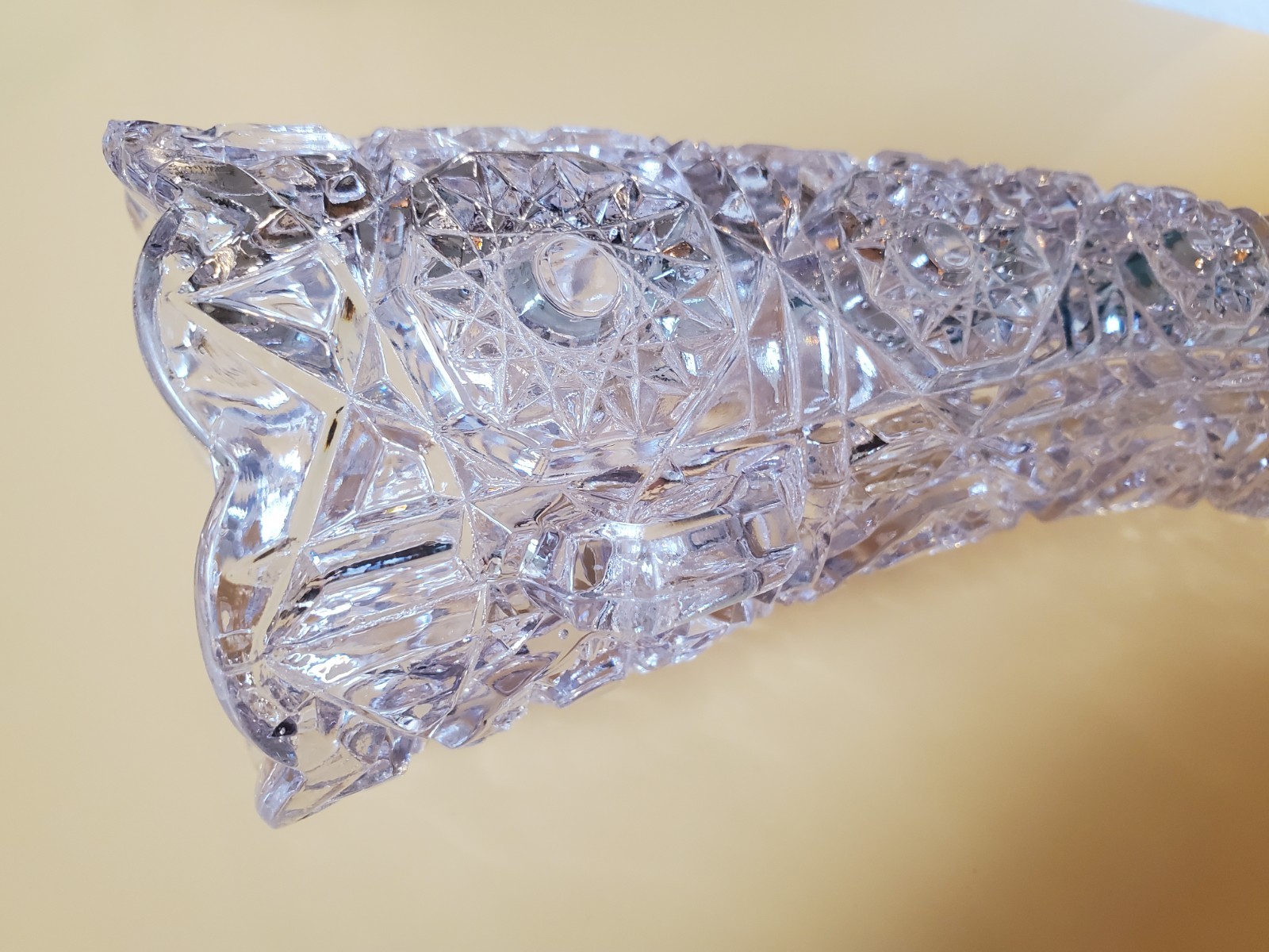 Pressed Glass Cornucopia Hanging Horn Vase Sunburst Hobstar