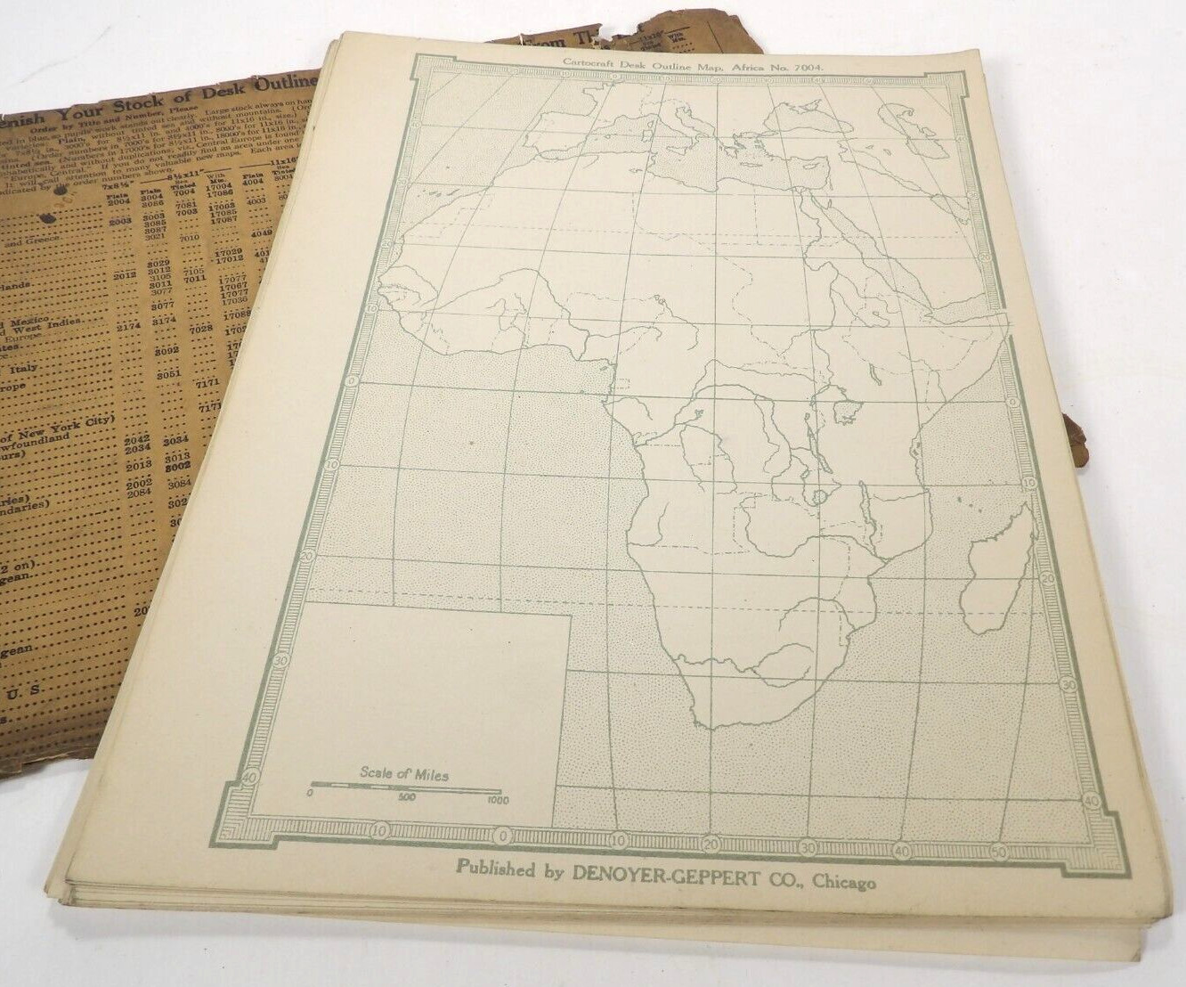 Vtg 45+ 1928 Cartocraft Outline Maps Africa DENOYER-GEPPERT CO School Student