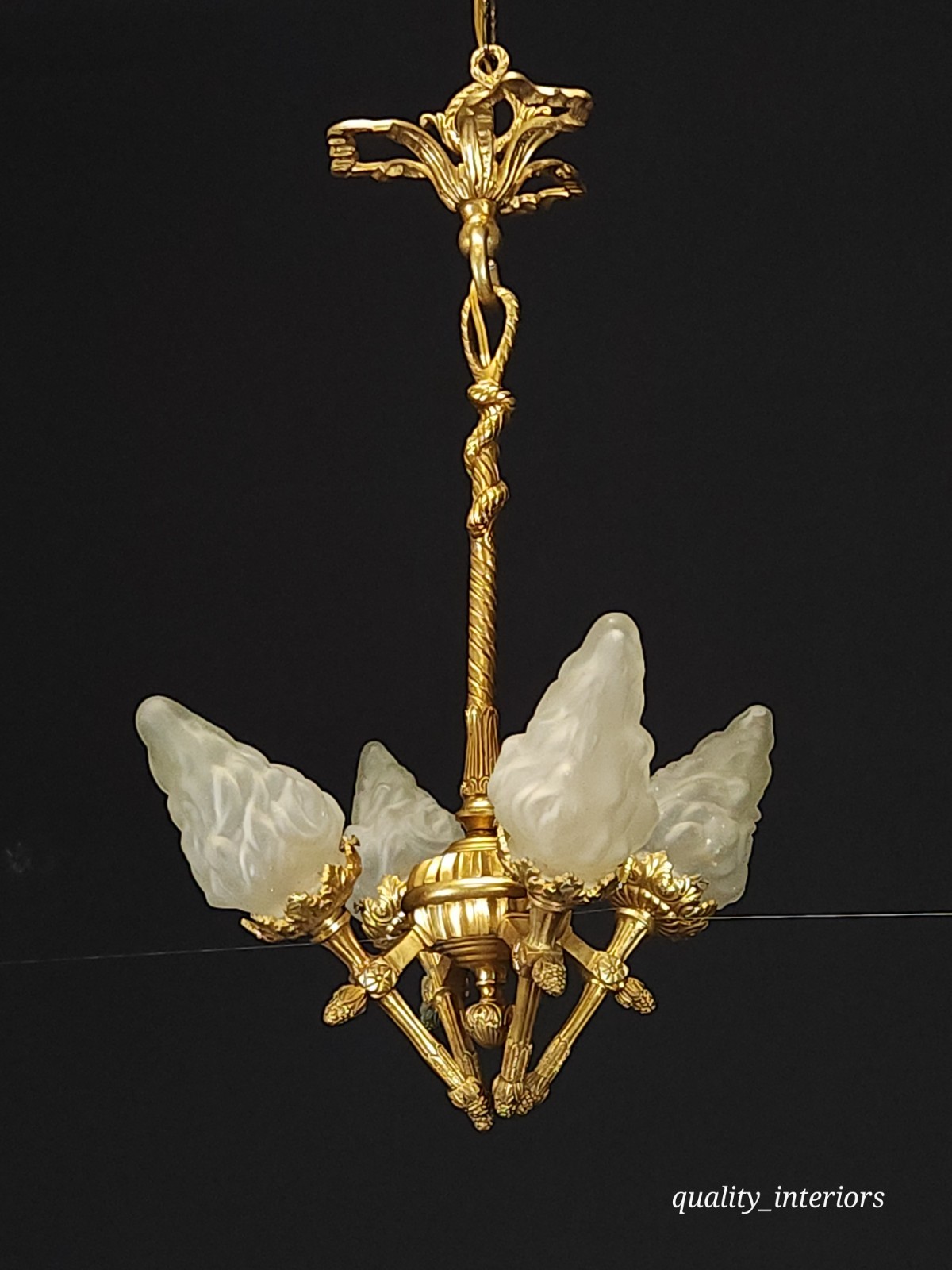 Antique Darling 4 Arm 4 Light Glowing Ribbons and bows Flame Torch Chandelier