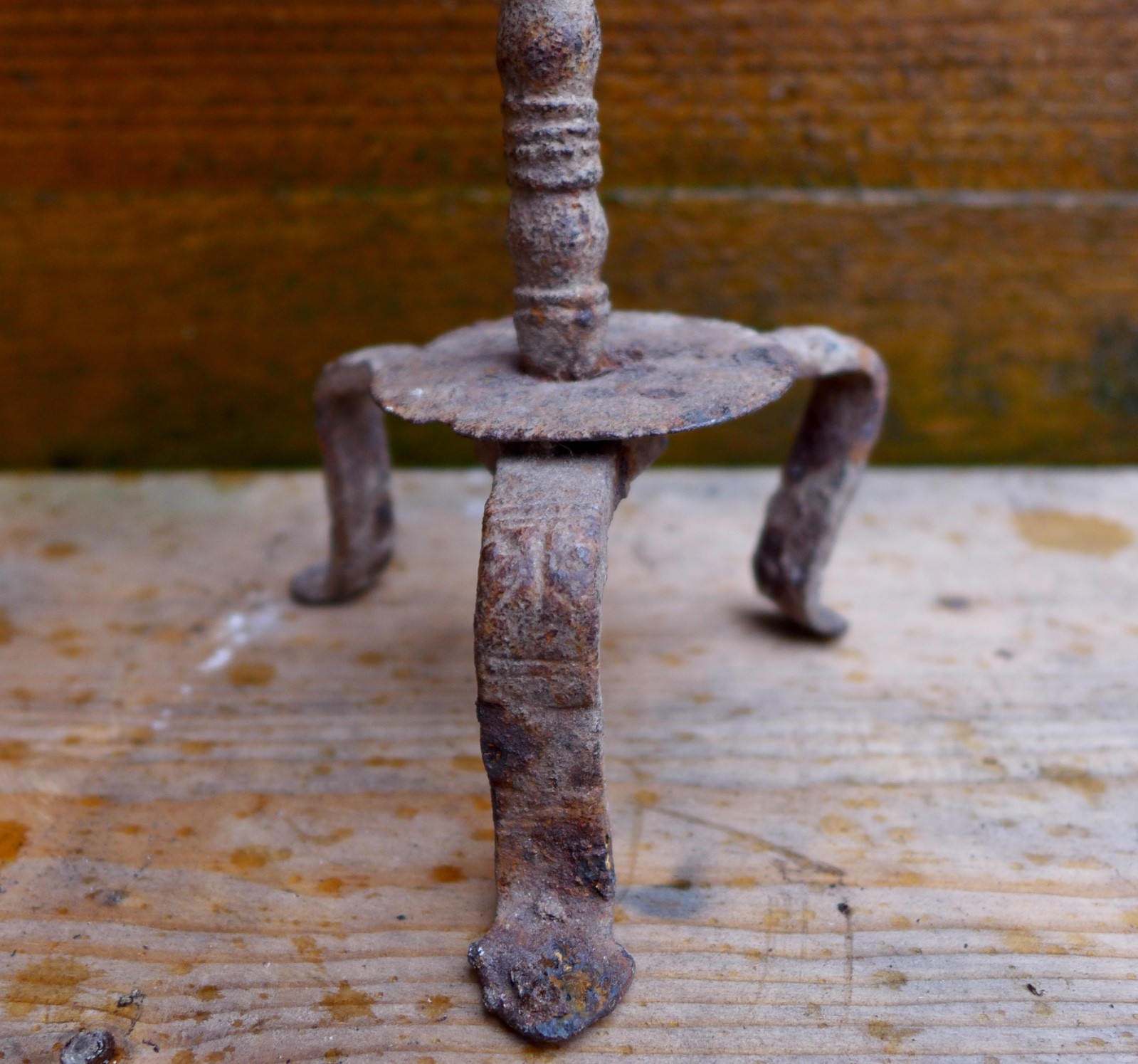 Nice and rare IRON standard for a oillamp, Roman Byzantine 4th-8 century AD.