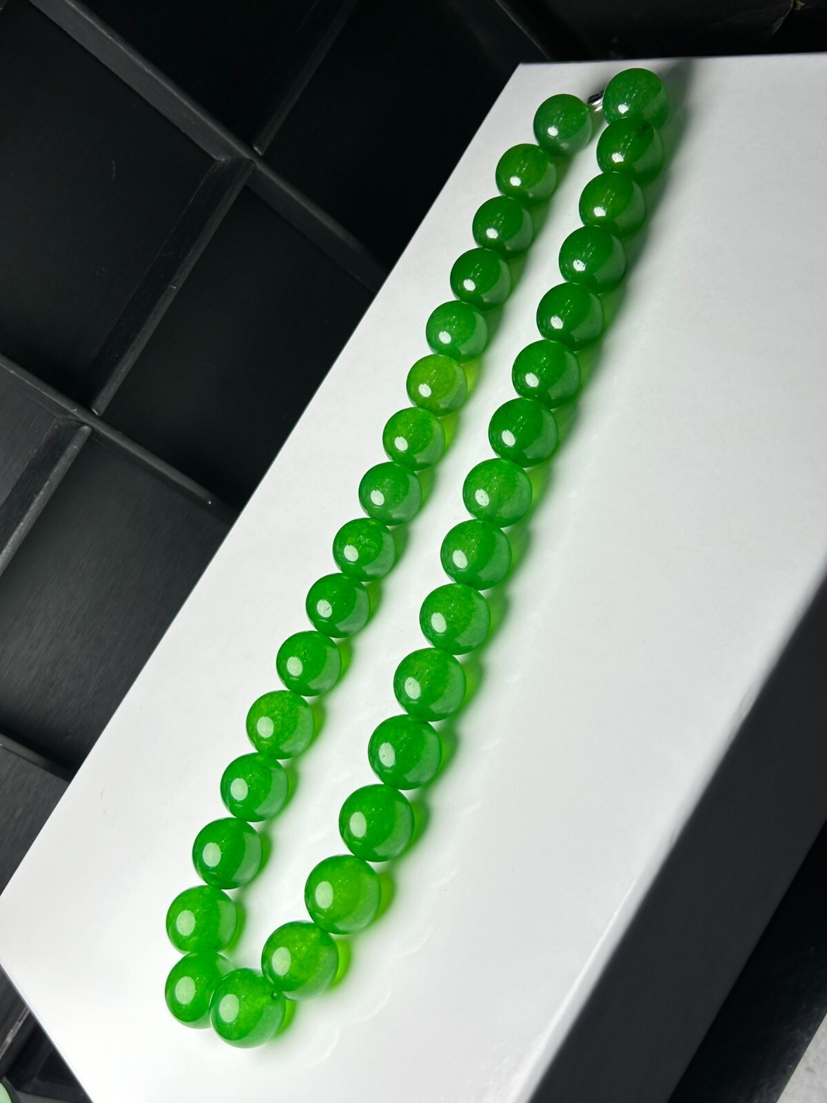 Certified Natural high Ice Green Myanmar Beads Jade jadeite Necklaces 16MM
