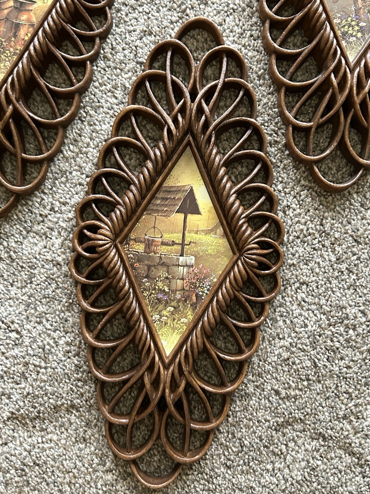 Vintage Set Of 4 Burwood Products Company 1350 Country Wall Plaques Made in USA