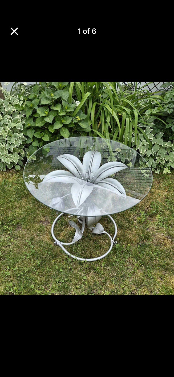 Vintage Arthur Court Metal & Glass Lily Table