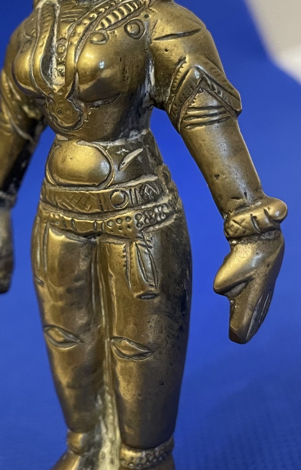 Indian solid brass female statue figurine 10cm – excellent detail – Free Post
