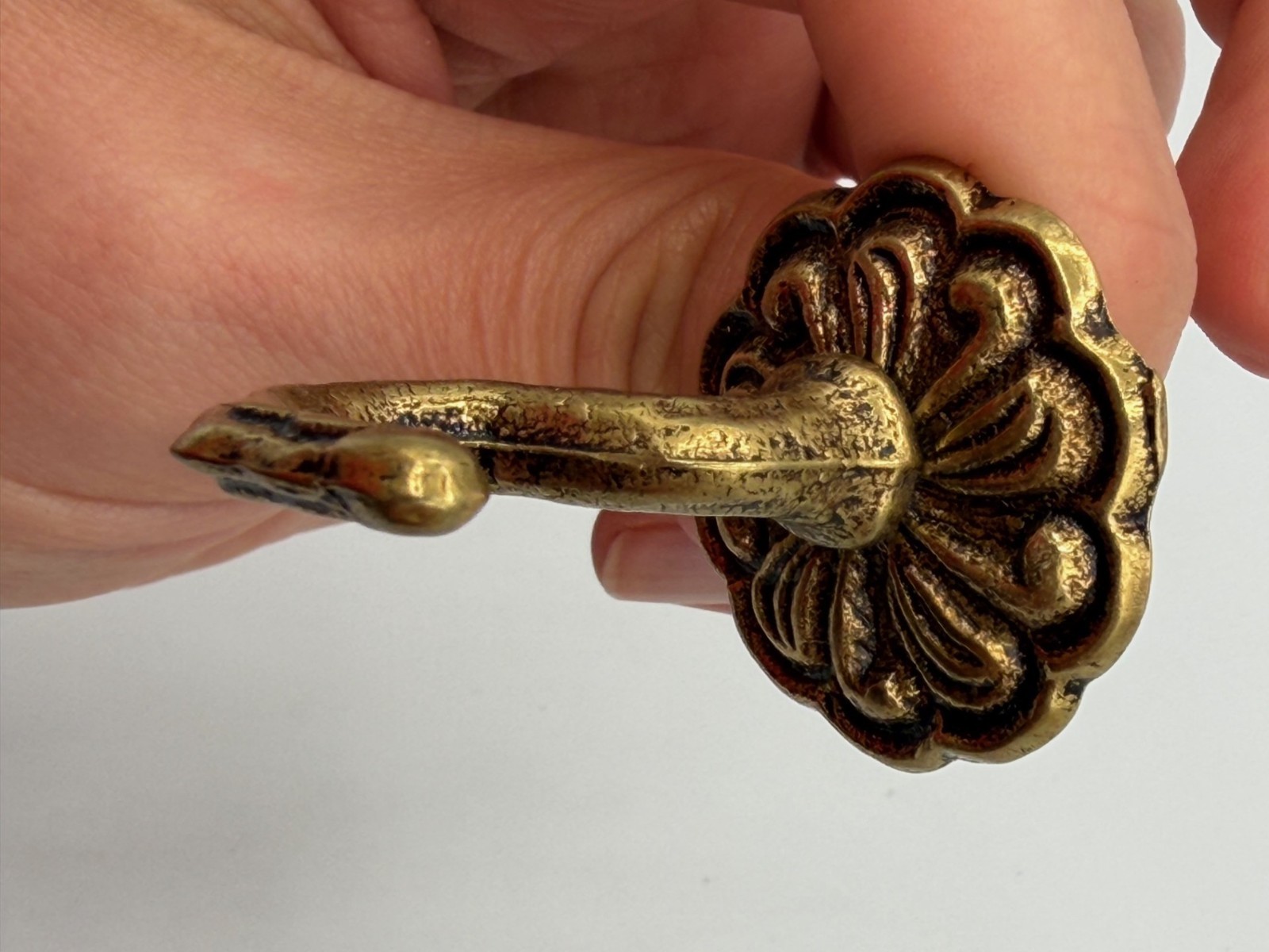 18 Vintage Antique Brass Finish Ceiling or Wall Ornate Hooks with Backplates