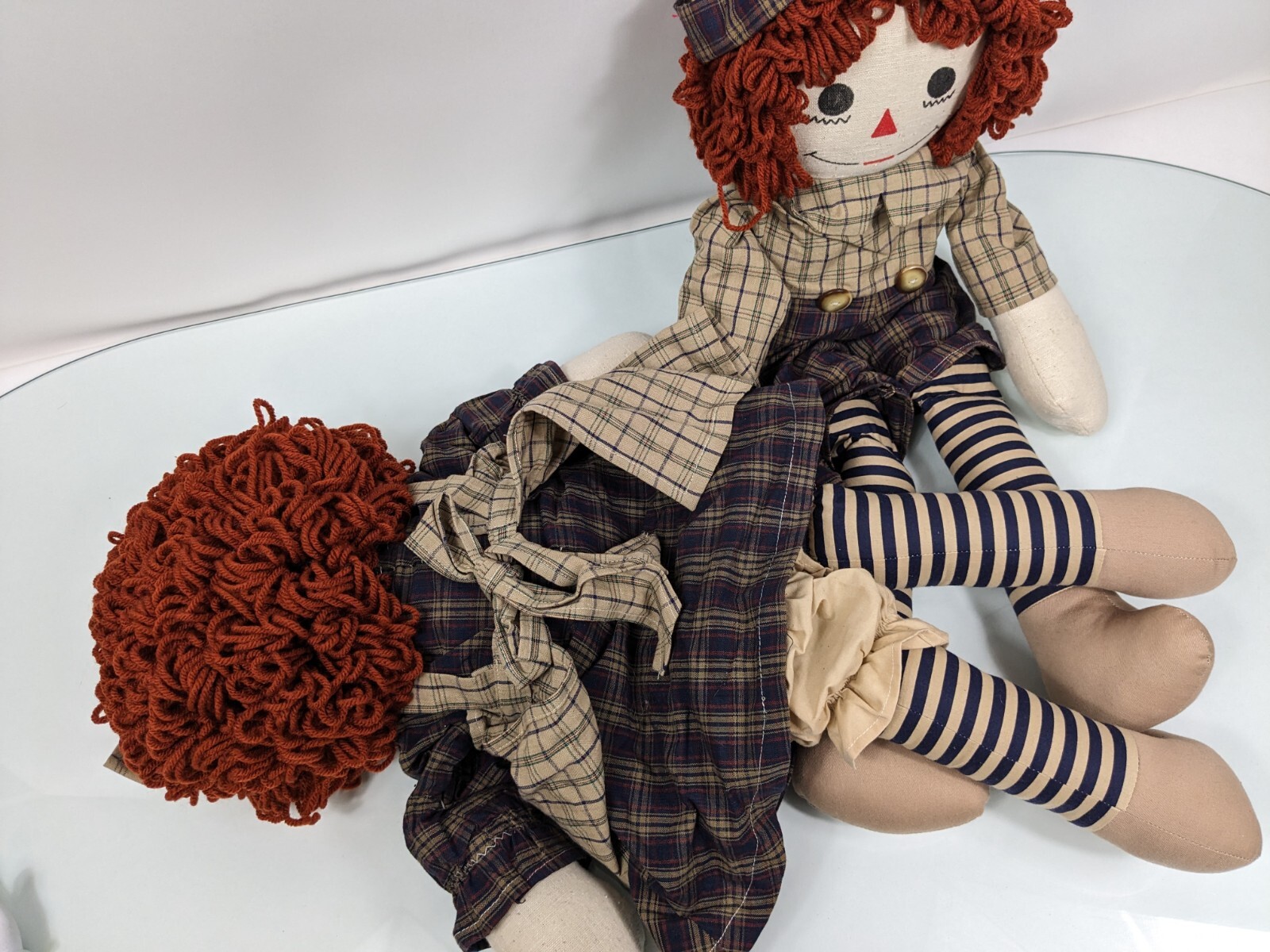 HANDMADE PRIMITIVE Raggedy ANN ANNIE & ANDY PILGRIM Doll Set Thanksgiving