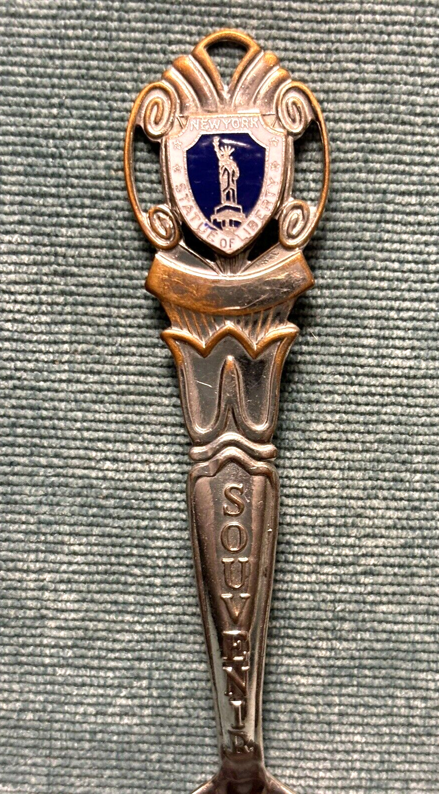 Enco New York City Enamel Statue of Liberty Souvenir Spoon 4.5″ Silver Plate