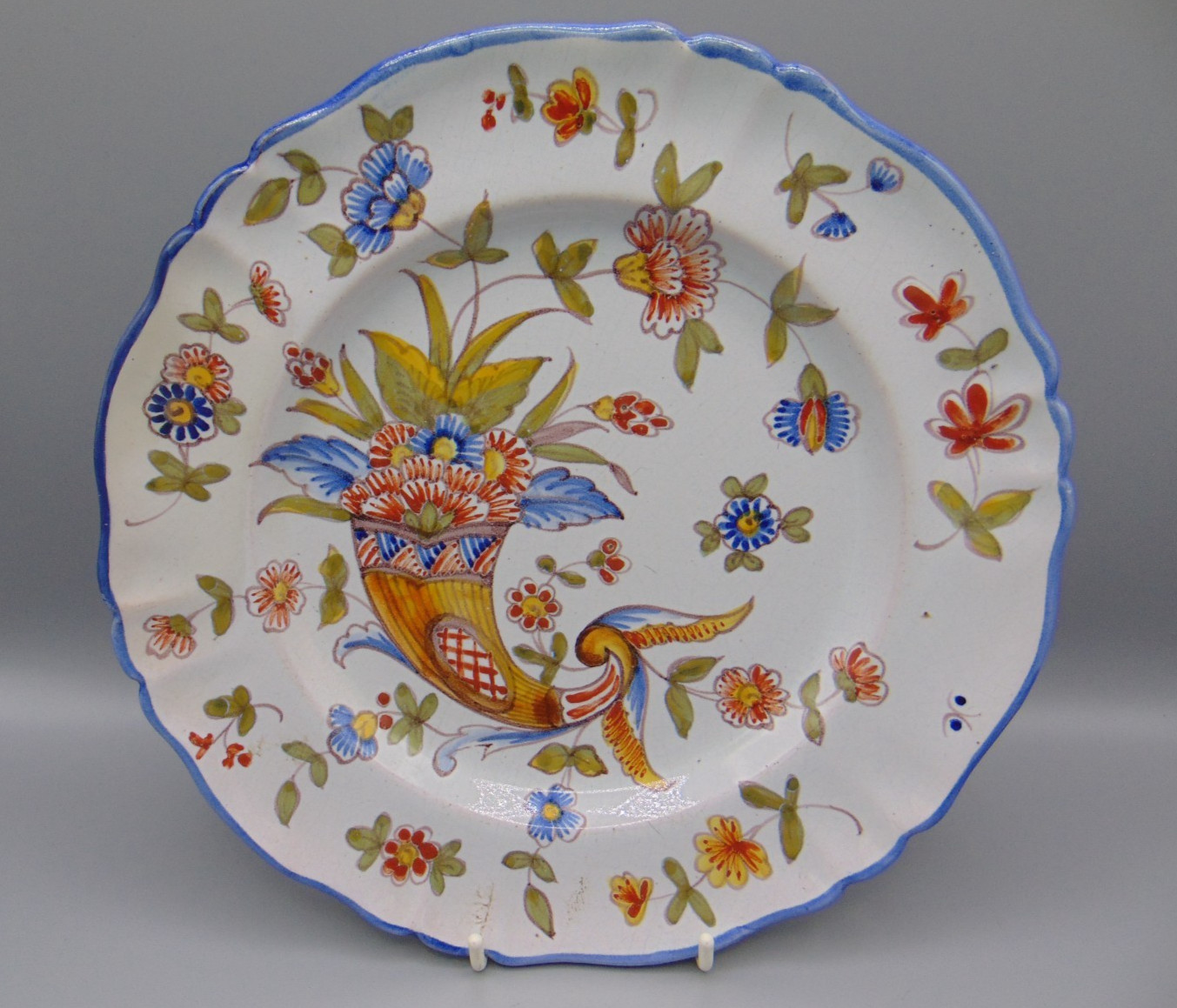 ANTIQUE 19th CENTURY K.G LUNEVILLE FAIENCE POTTERY PLATE – CORNUCOPIA PATTERN