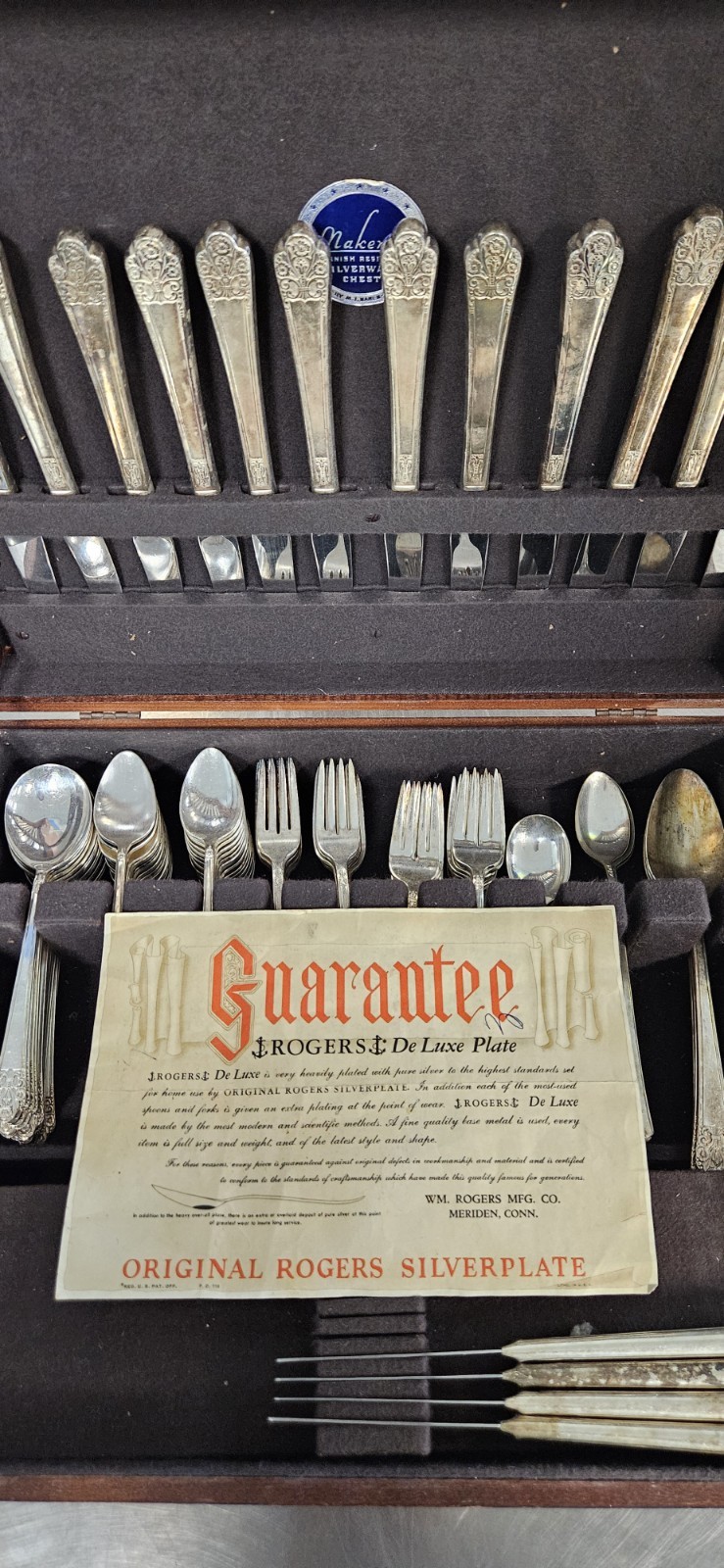 Vintage Rogers Deluxe Plate Precious Pattern Flatware Set In Box 103 Pieces