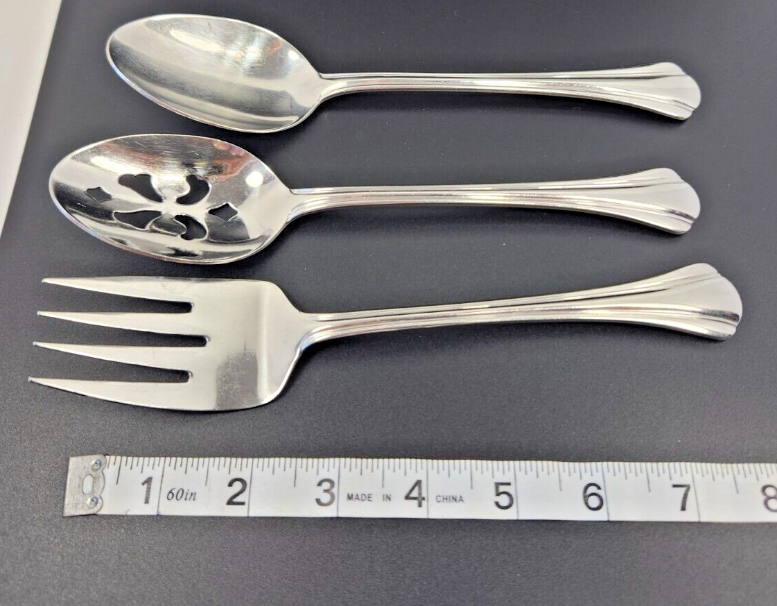 PFALTZGRAFF MARGATE 3 PCS SERVING HOSTESS SET SLOTTED SERVING SPOON MEAT FORK