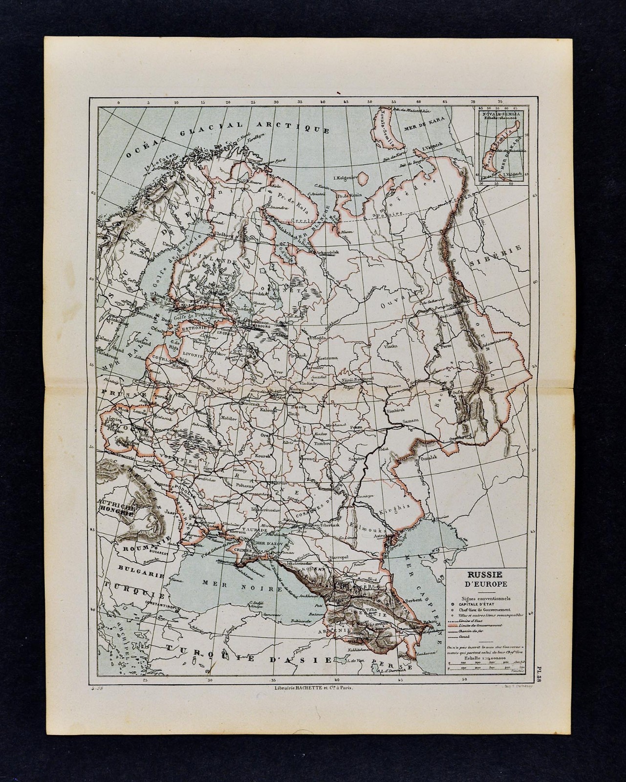 1885 Cortambert Map – Russia in Europe – Moscow St. Petersburg Poland Ukrane