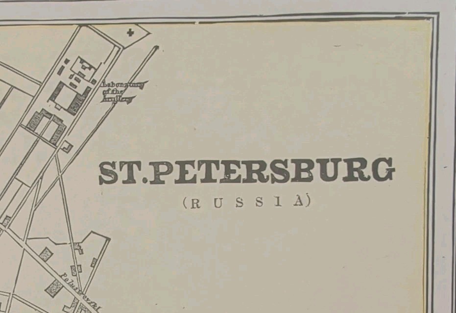Vintage 1893 ST PETERSBURG RUSSIA Map 14″x11″ ~ Old Antique Original HARE ISLAND