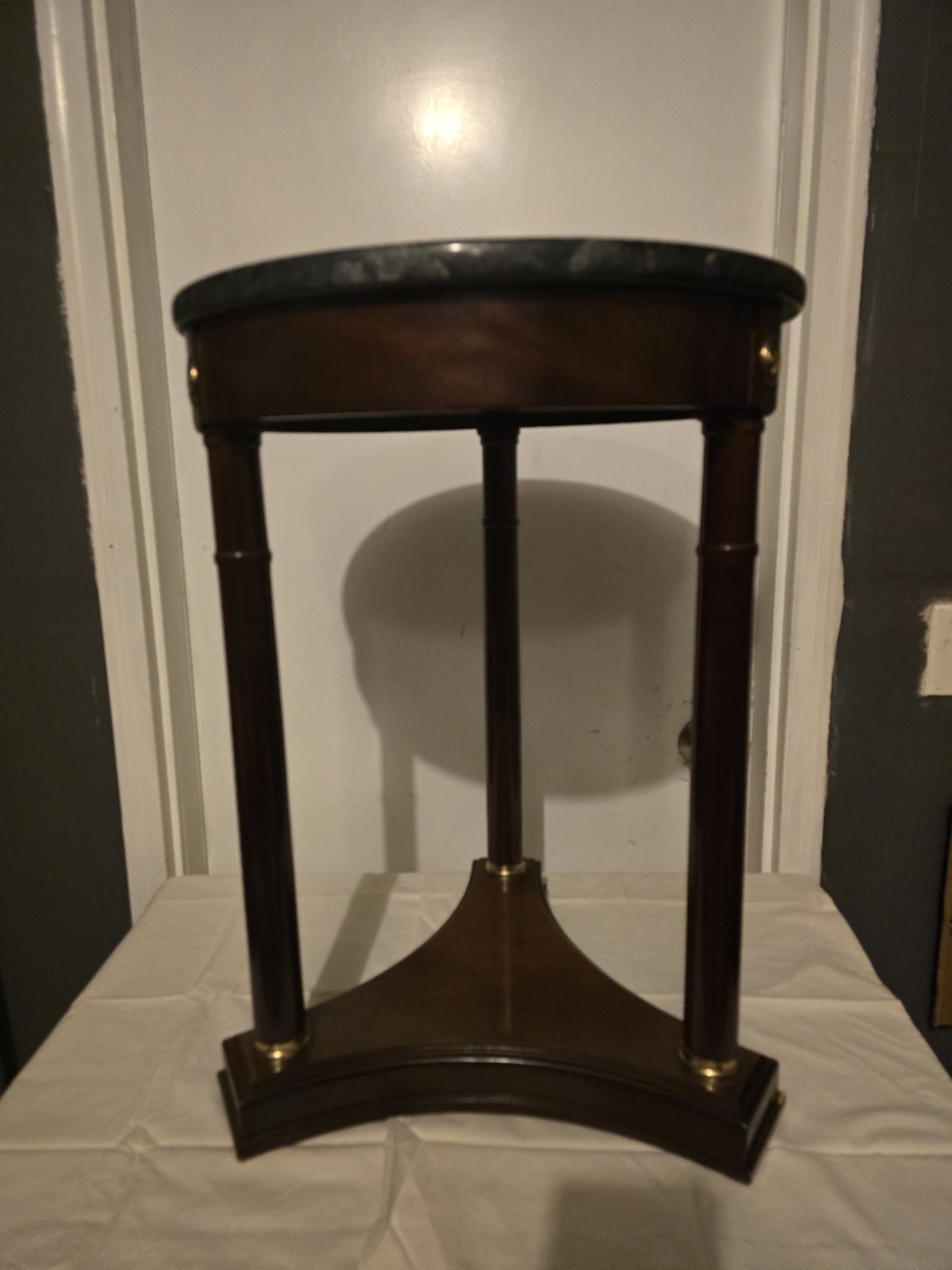 Bombay Co French Empire Neoclassical Style Mahogany Marble Side Table