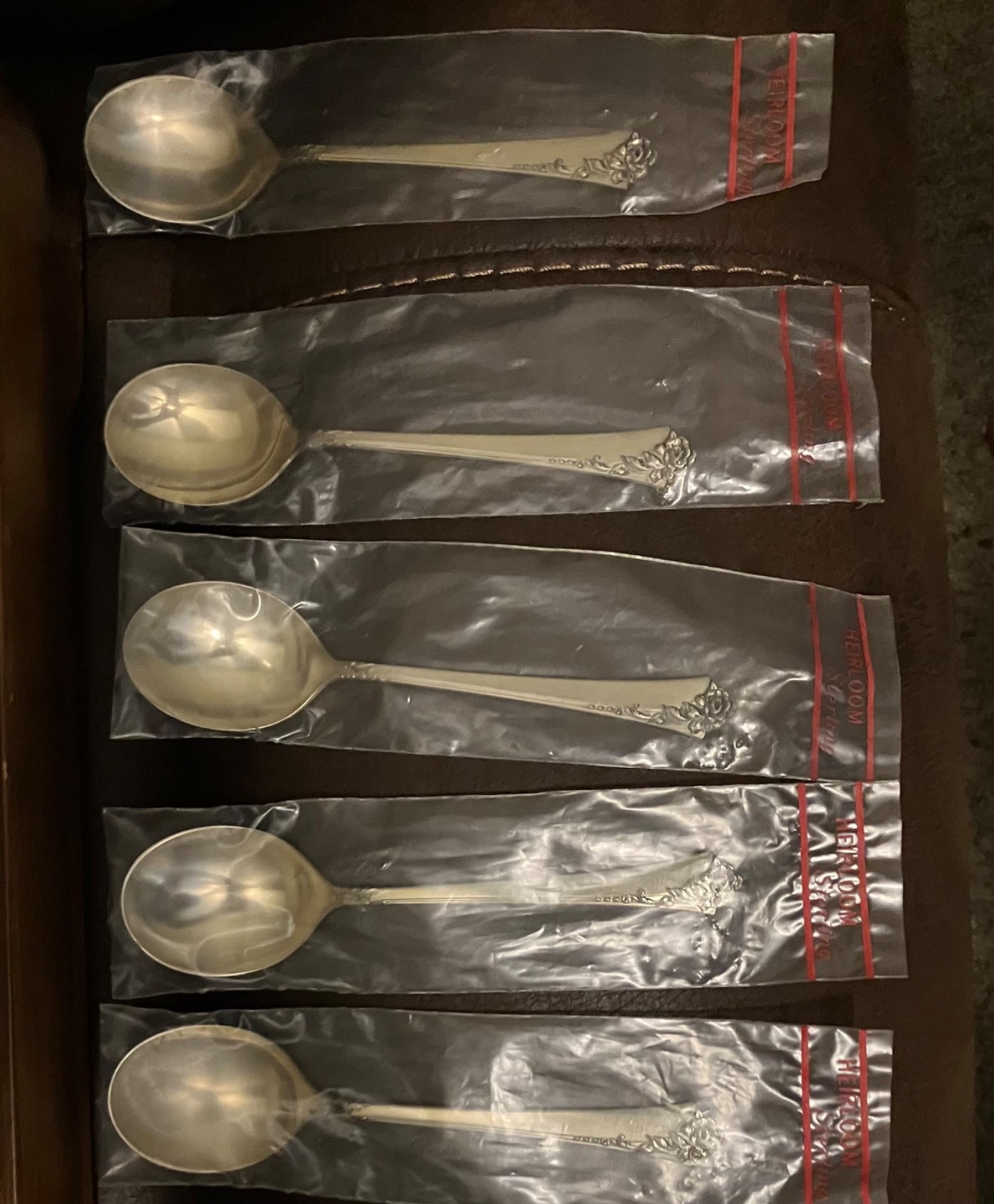 Damask Rose by Oneida Sterling Silver Soup Spoons 6 1/2” Plain