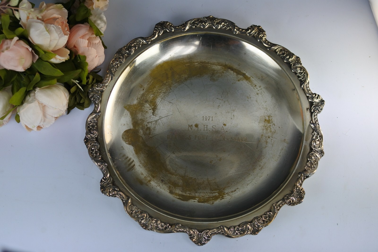 Vintage Tray Old English Silverplated Copper By Poole 1971 N.I.H.S.A.