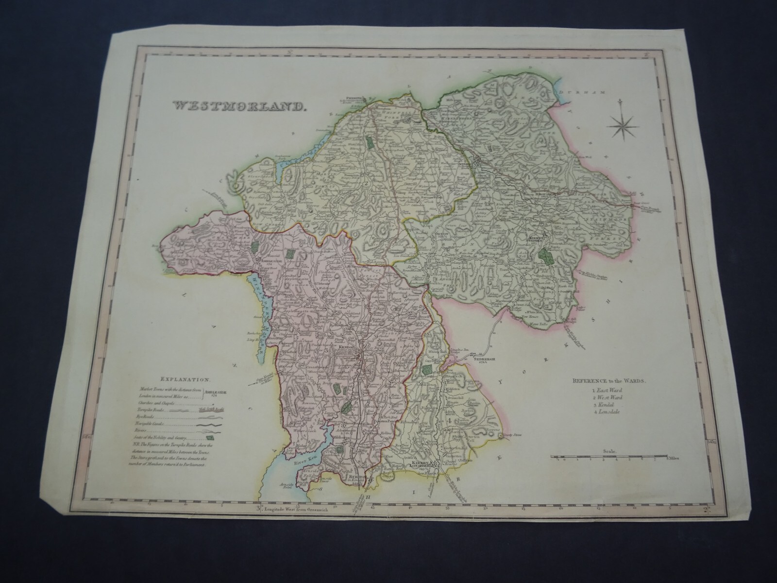 Antique map of Westmorland by Henry Teesdale 1829