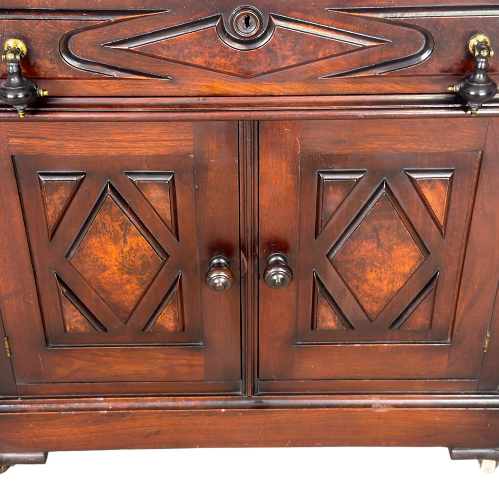 Victorian Marble Top Washstand / Commode – Black Walnut – c.1880 #22621