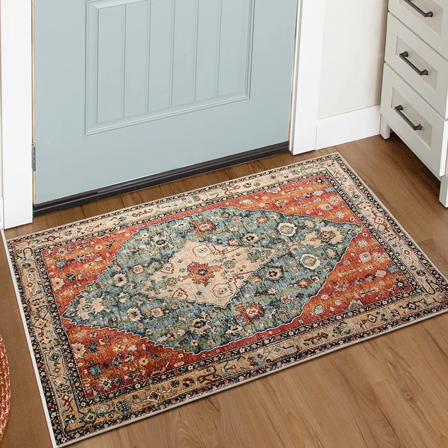 Lahome Boho Tribal Area Rug – 2X3 Persian Distressed Small Entryway Rug Doormat