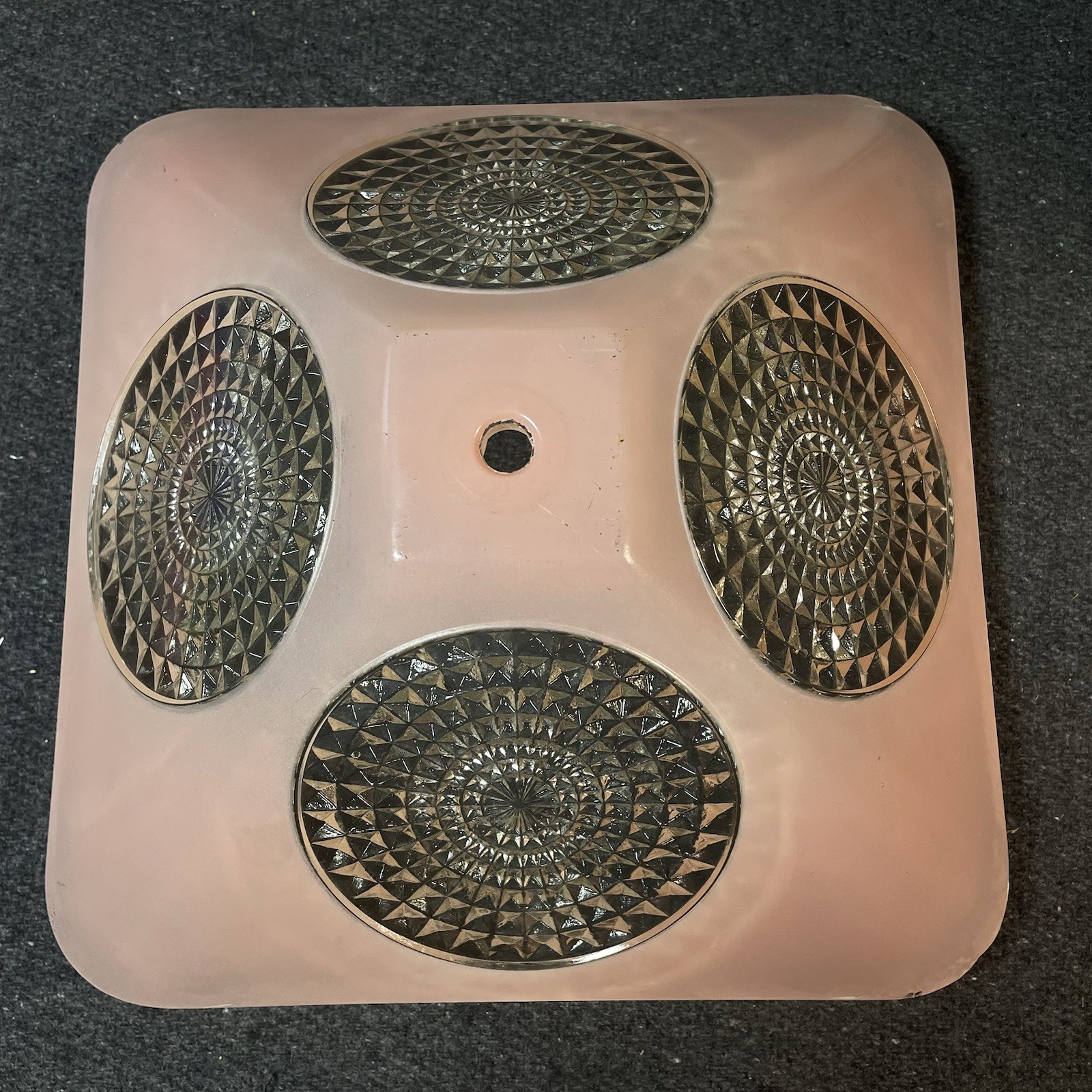 Square Pink Glass Flush Mount Art Deco Light Fixture Ceiling Chandelier