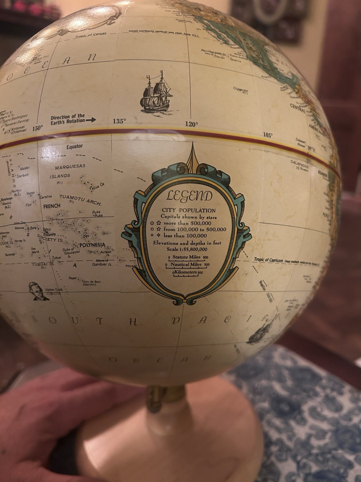 REPLOGLE Raised Globe World Classic Series Made In USA Wood Base 9 in Diameter