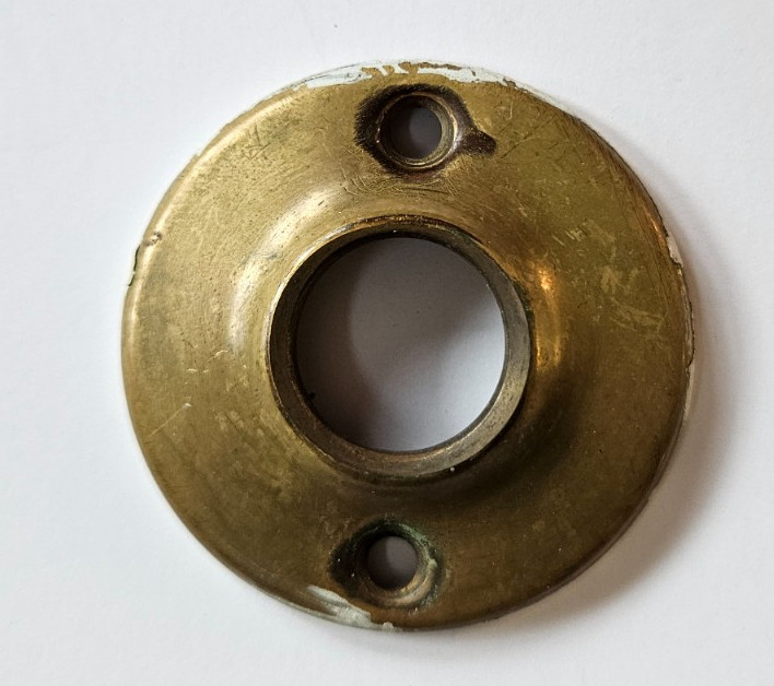 Antique Back Plate Door Knob Collar Round Cast Brass Rosette 2” Nice patina
