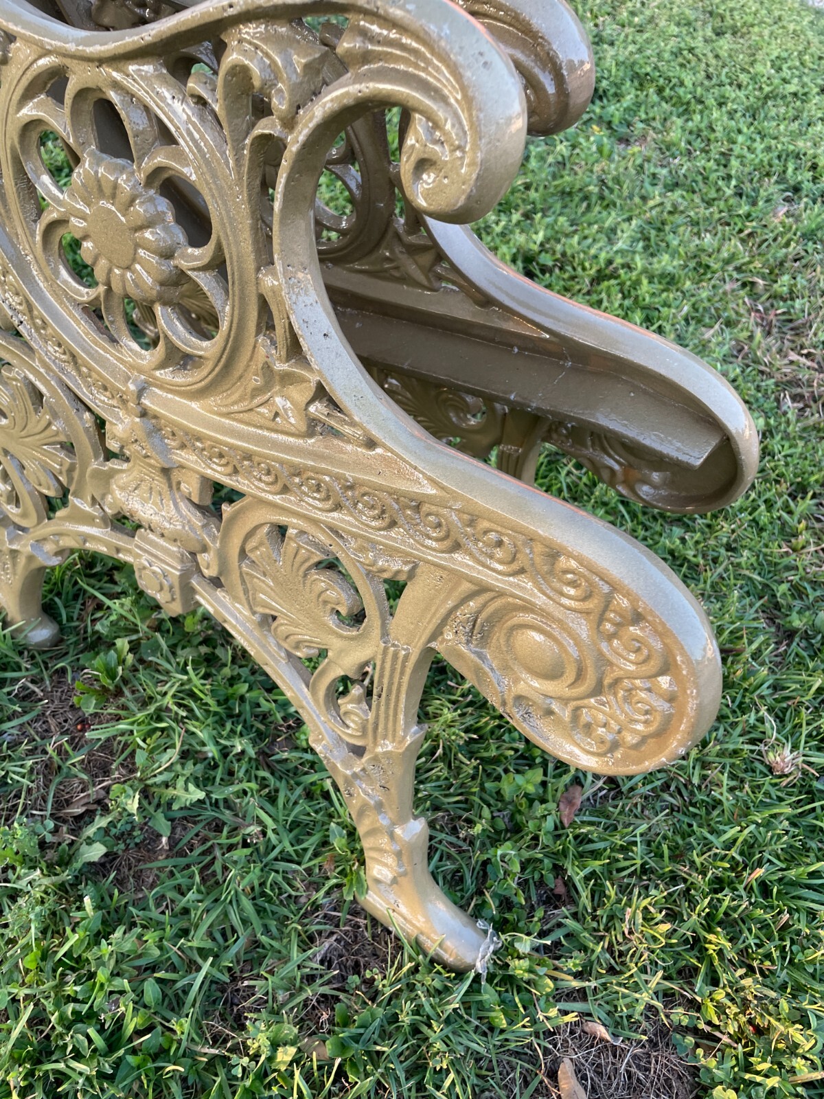 Vintage Solid Brass Bench Ends One Pair
