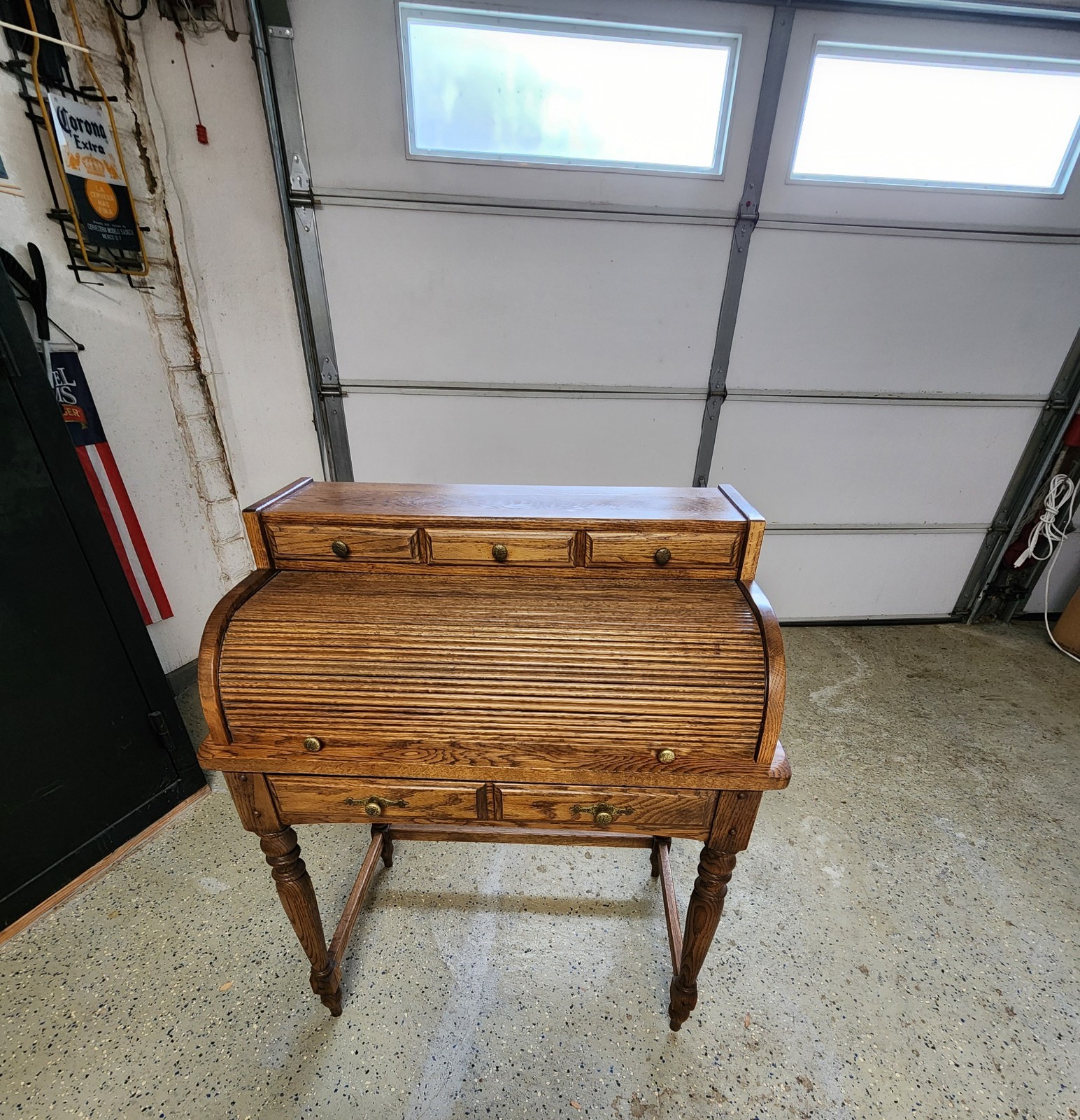 Vintage Oak Secretary, Roll Top Desk & Dresser