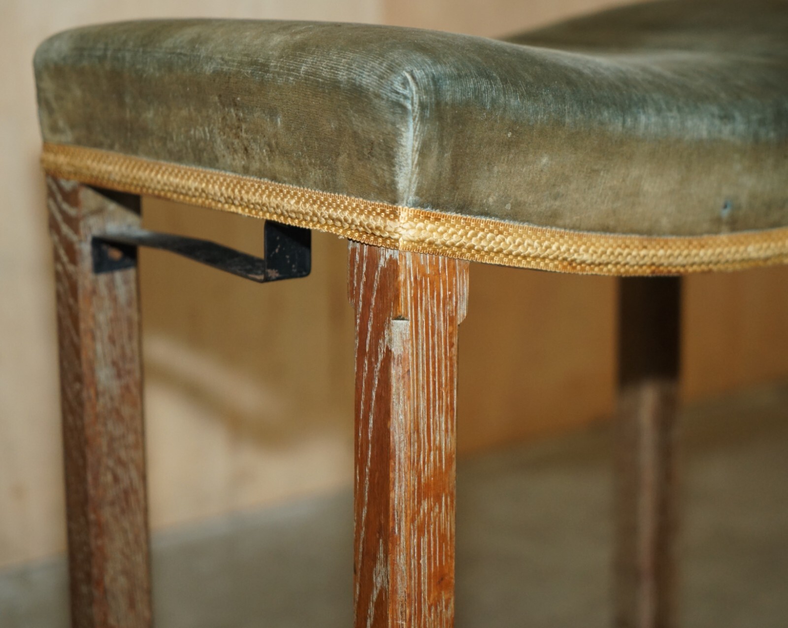 Original King George VI Coronation Stool 1937 Limed Oak By Waring & Gillow