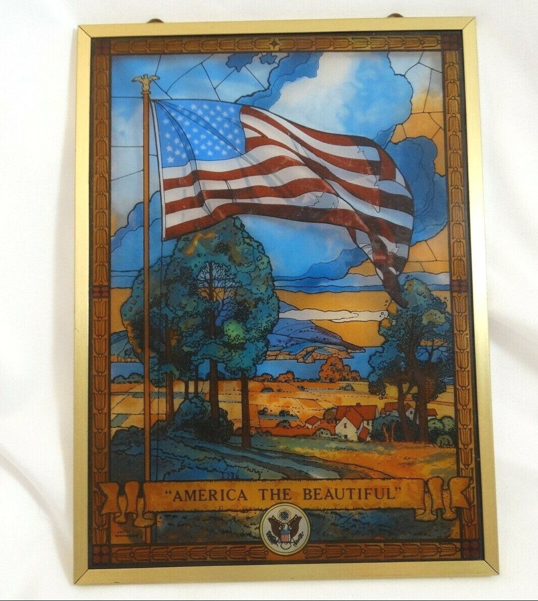 Jack Woodson Stained Glass America the Beautiful Framed Glassmasters 5″ X 7″