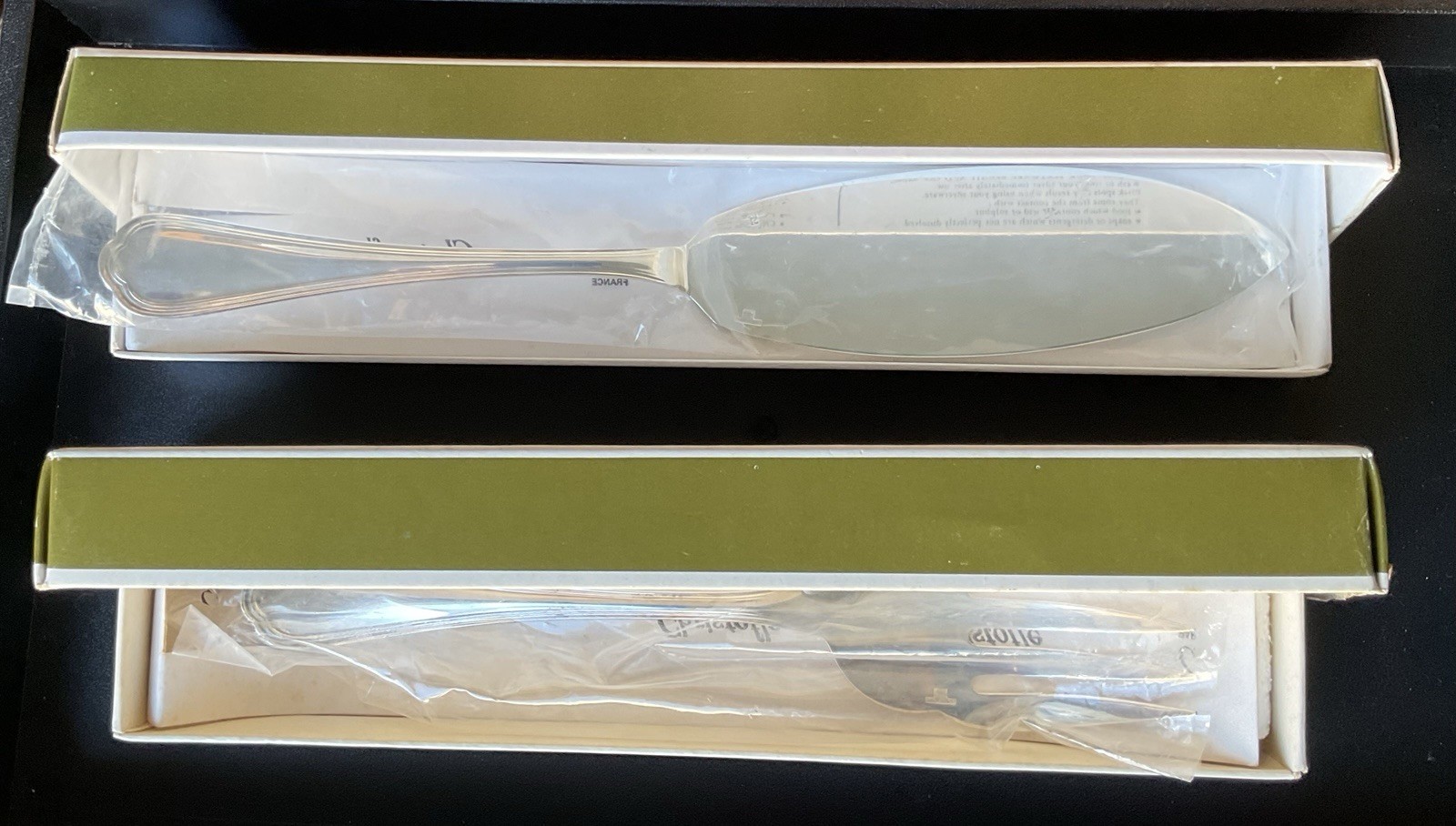 Vtg Christofle Silverplate Fish Serving Set 2pc w Boxes Spatours