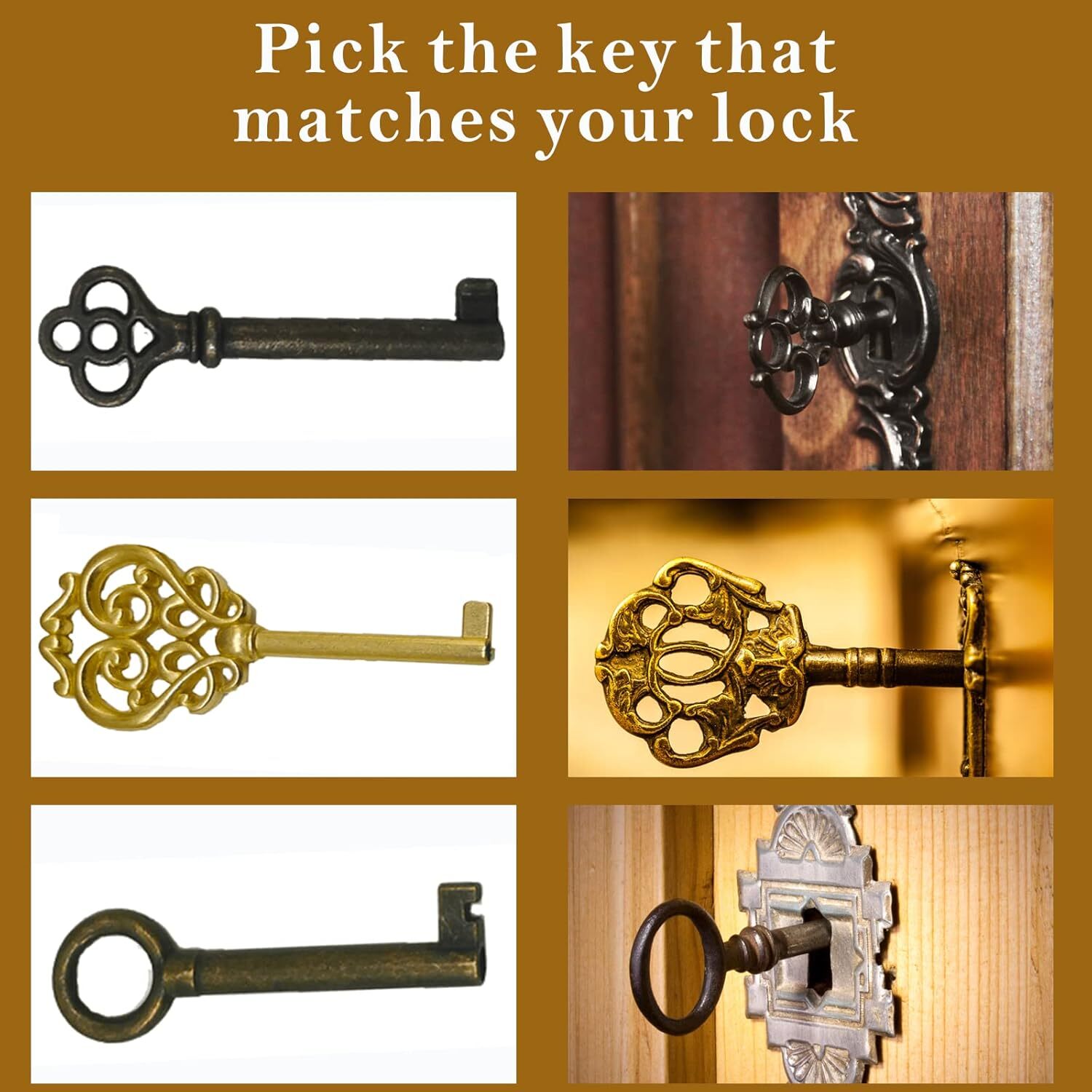 10PCS Universal Skeleton Keys for Vintage Old Furniture, Antique Furniture