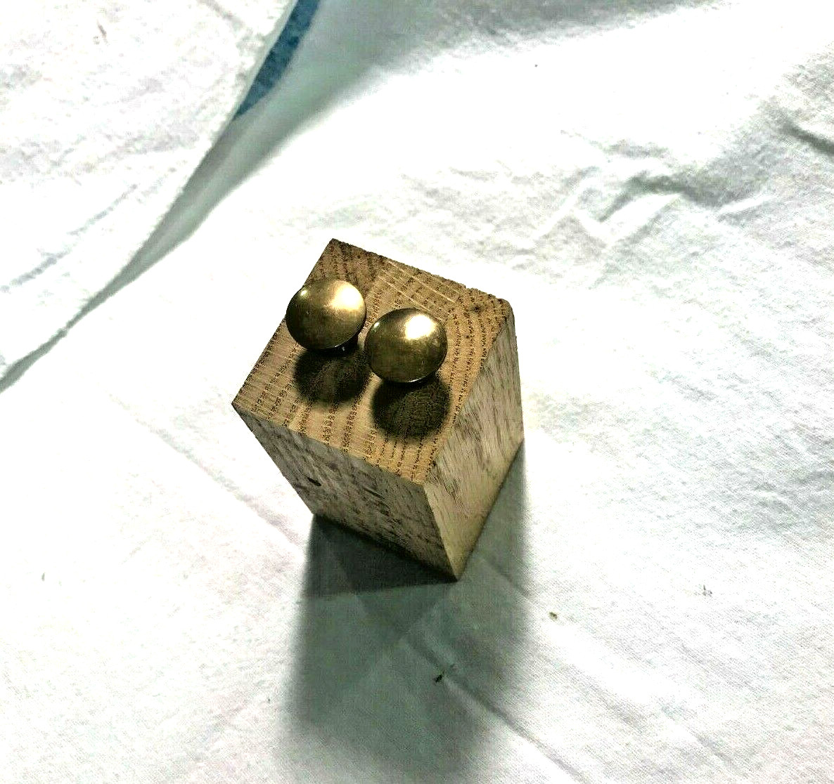 Salvage ~ Vintage Pair Brass Bookcase Knobs 3/4″ diameter #1780