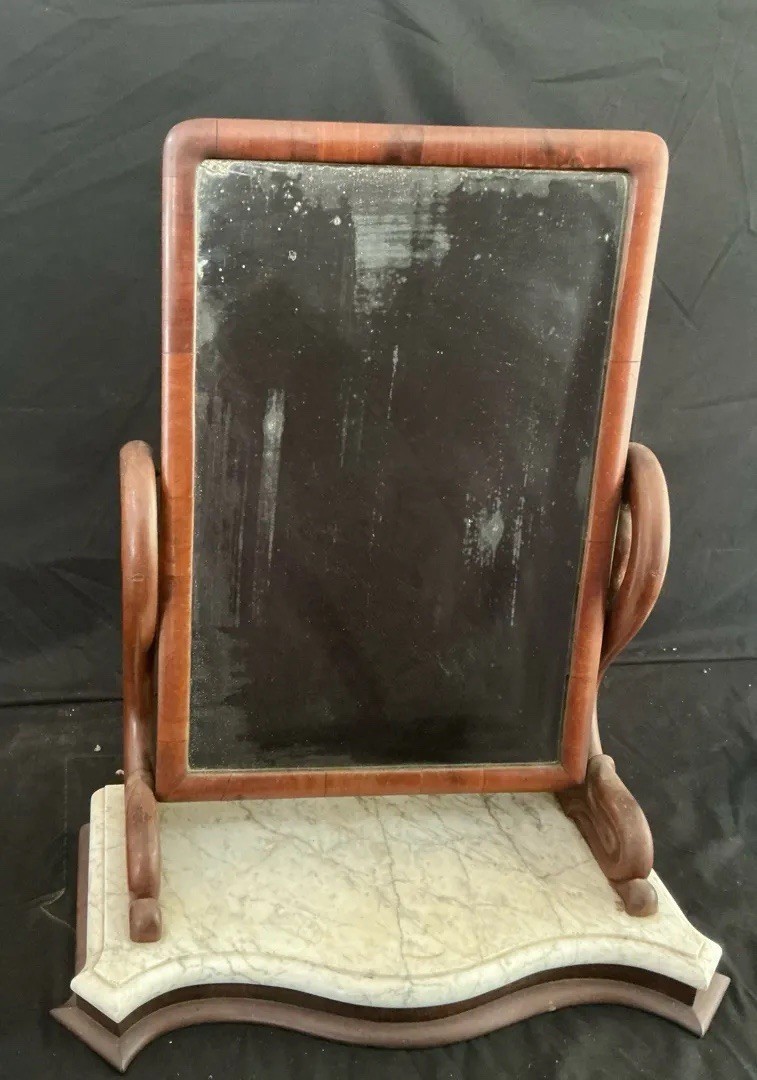 Antique Shaving Mirror With Marble Base