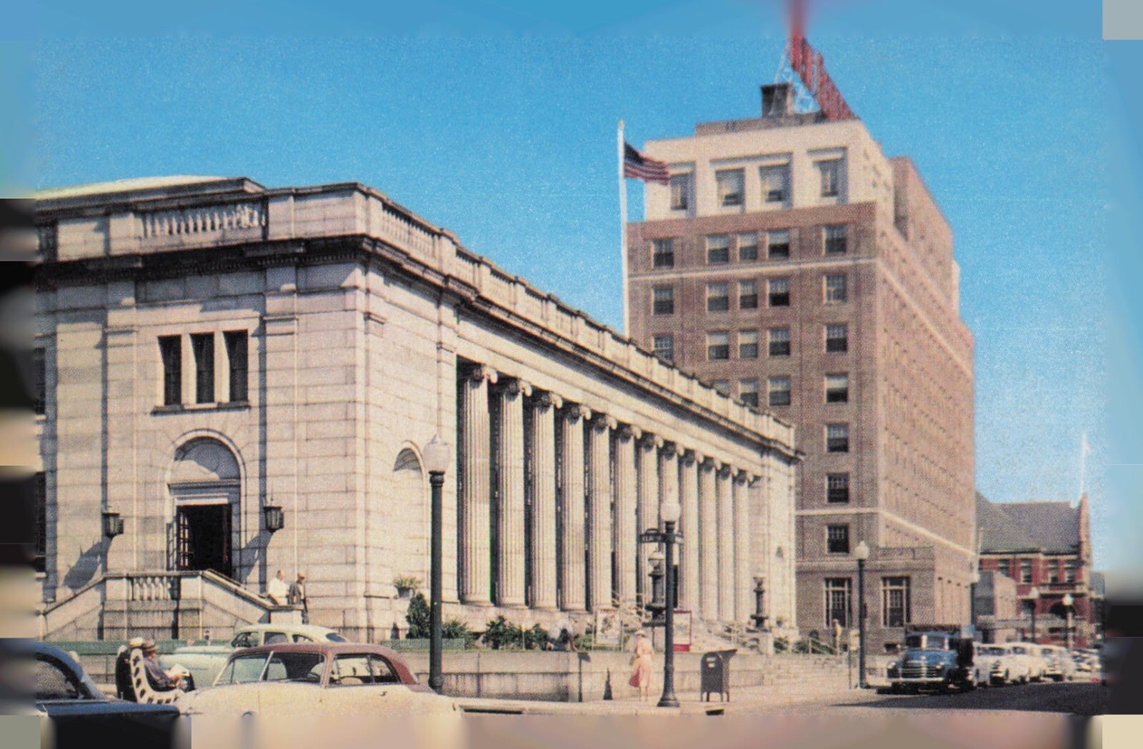 Post Office and New Bedford Hotel New Bedford Mass. Postcard