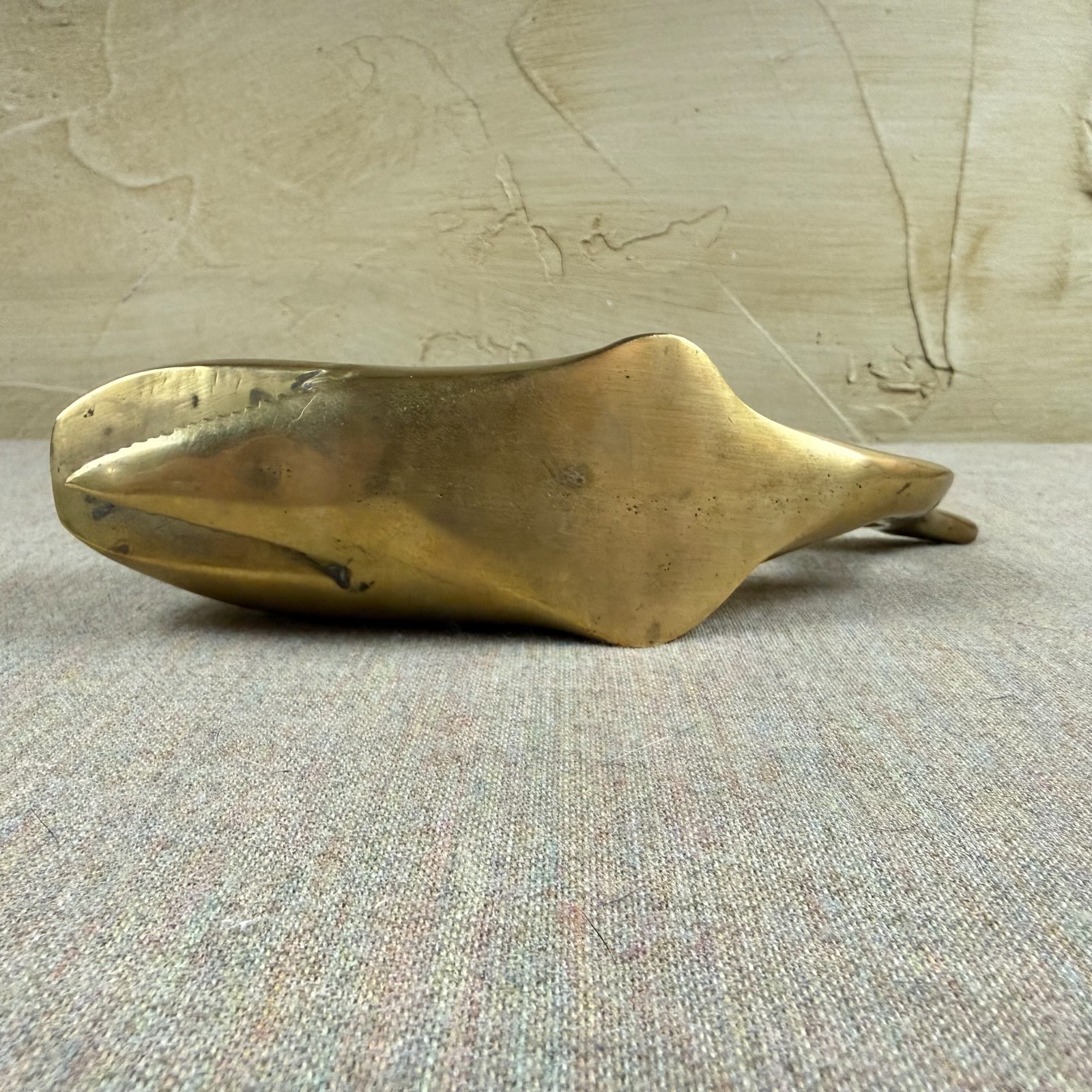 Solid Brass Paperweight Mid Century Modern Desk Decor Vintage Heavy