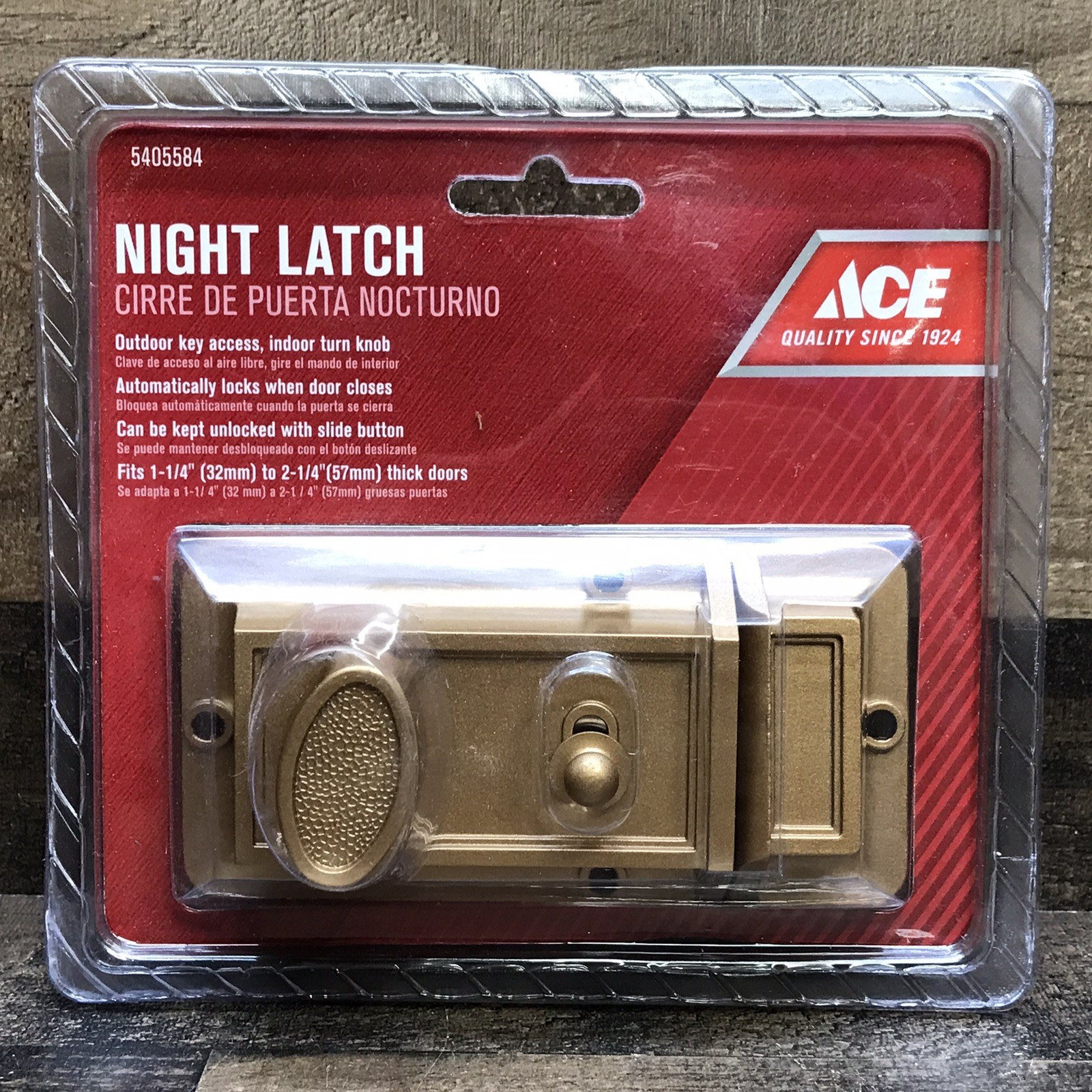 Night Latch Deadbolt Automatic Locking Door Lock & Key Gold Finish ACE 5405584