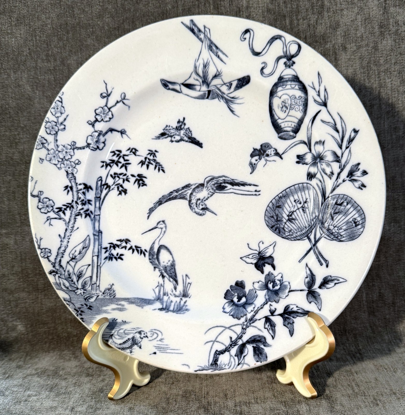 Baker & Co Aesthetic Japonesque Blue & White Transfer “Stork” 1885