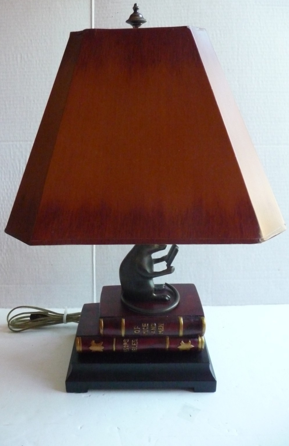 Vintage Frederick Cooper Lamp Bronze Style Metal Mouse Books Sculpture Statue