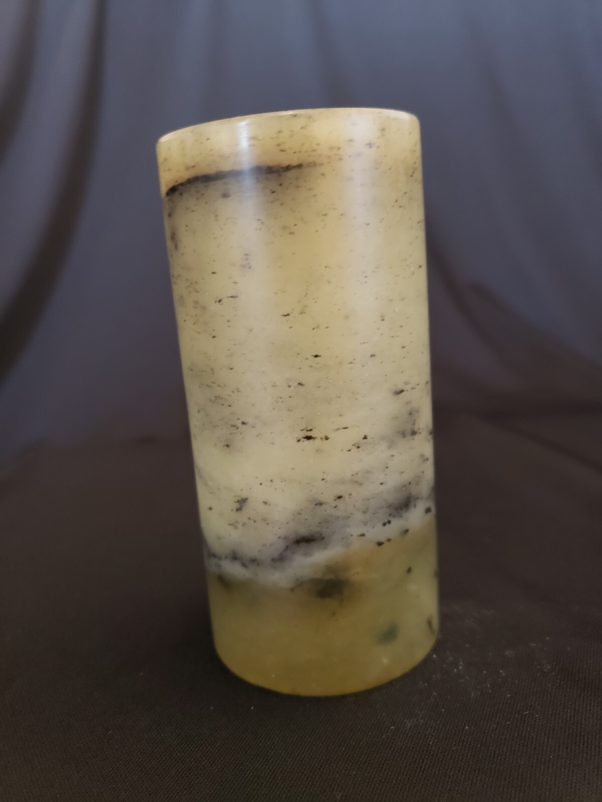 Chinese Cylindrical Multi Colored Jade/Hardstone Brush Pot/Washer
