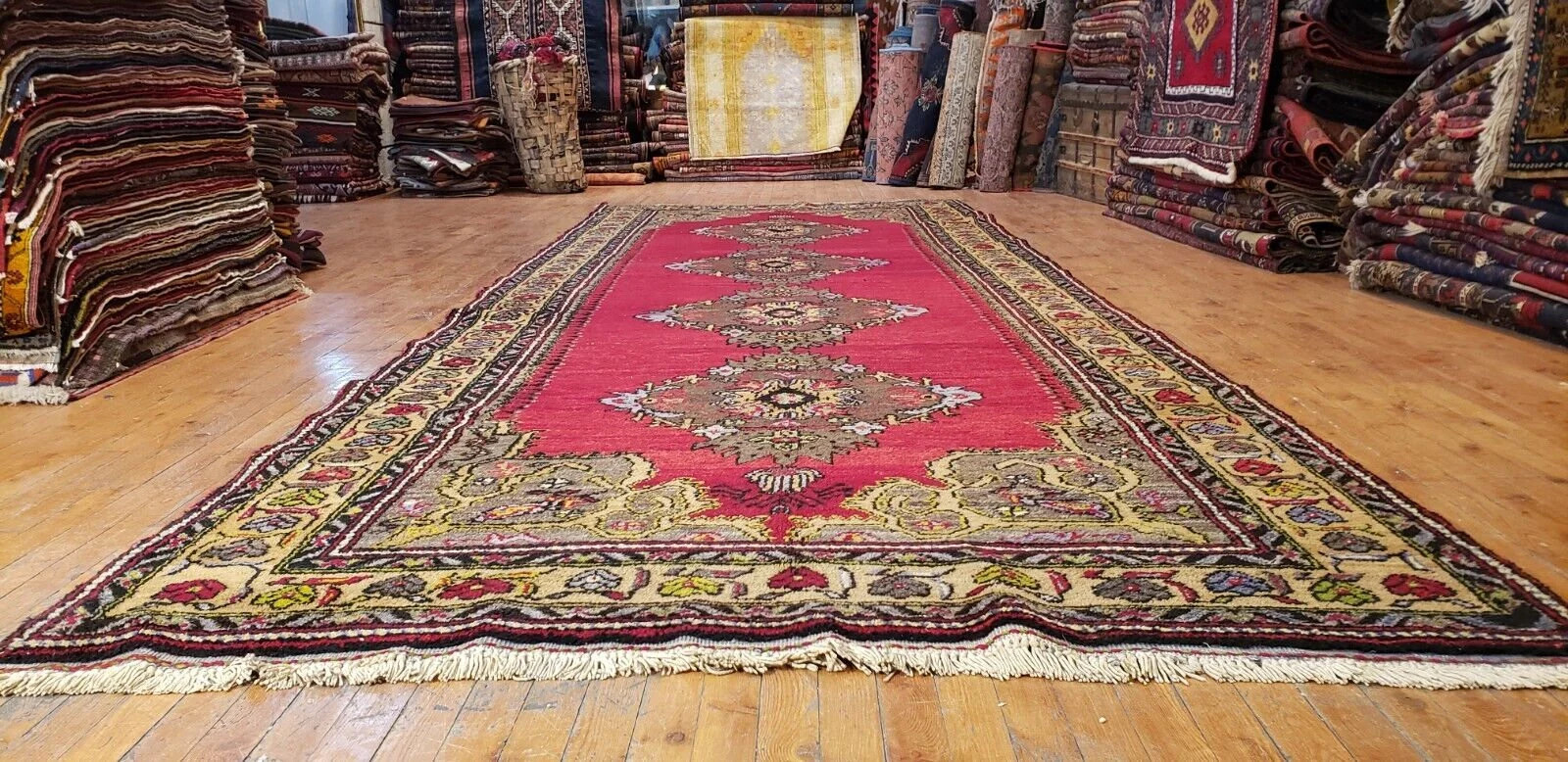 Rare Vintage 1930-1940’s Wool Pile Vgy Dyes High-Karabahk Runner 4’11″×13’8″