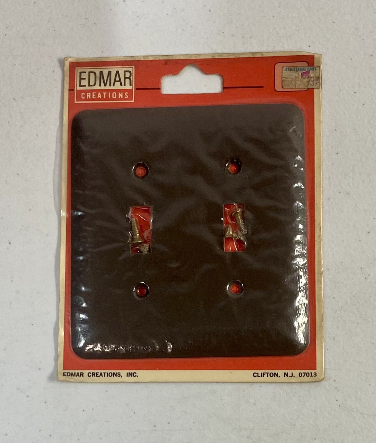 *BRAND NEW* Vintage Edmar Creations Metal Double Light switch Cover Dark Brown